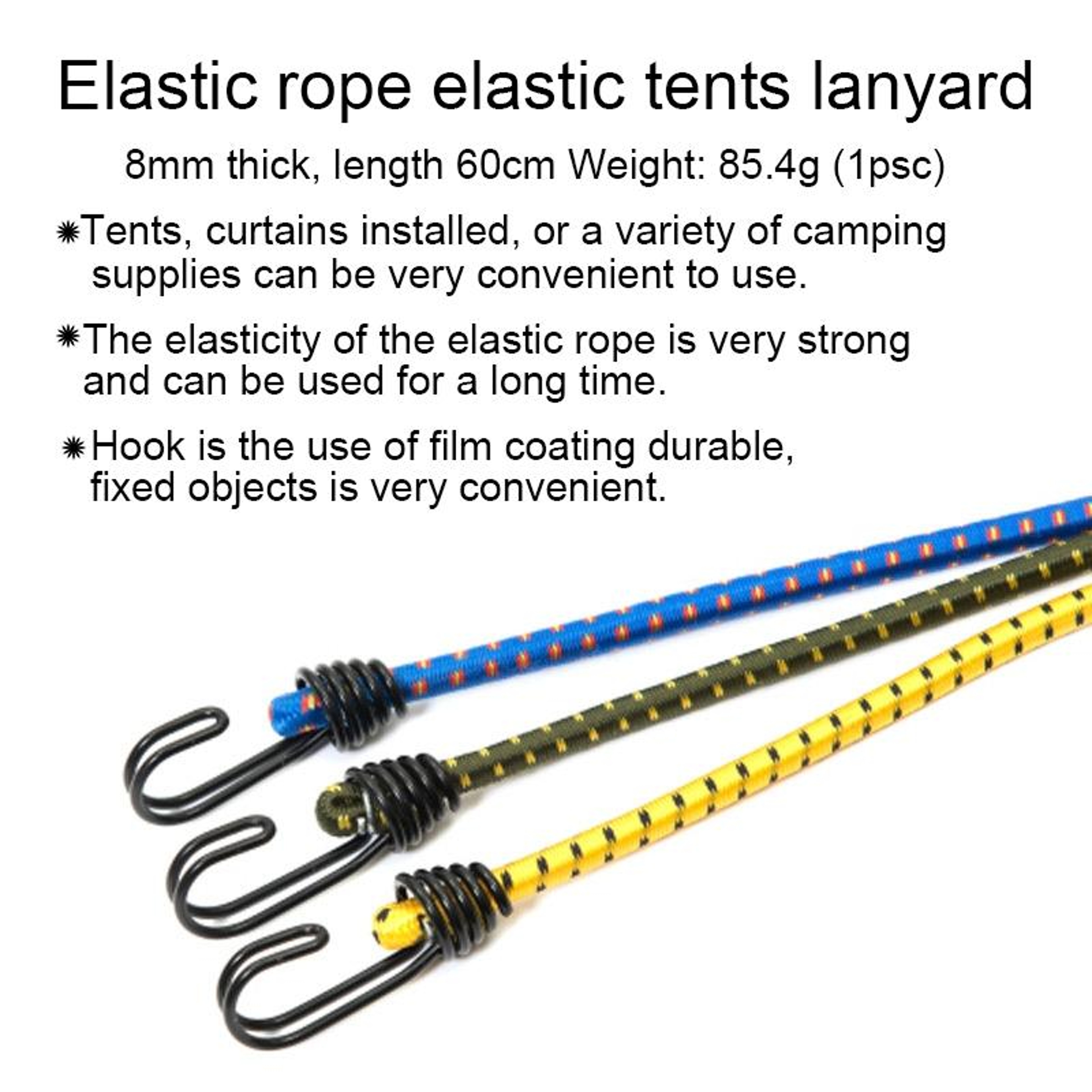 Heavy Duty Bungee Cords with Hooks Multipurpose Elastic Cargo Straps for Camping and Travel – view 3