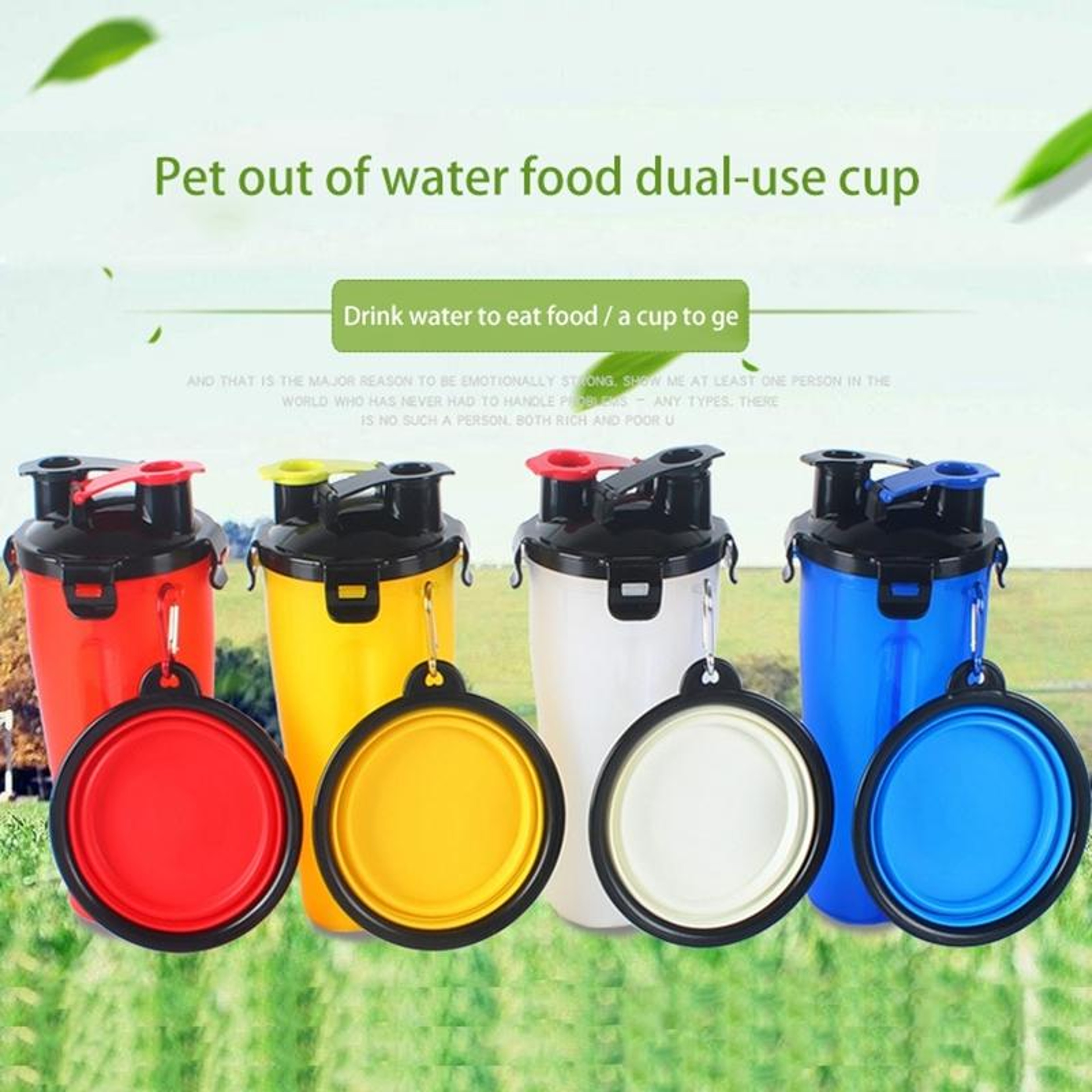 Portable Pet Water & Food Cup with Folding Bowl  Outdoor Travel Feeder – view 13
