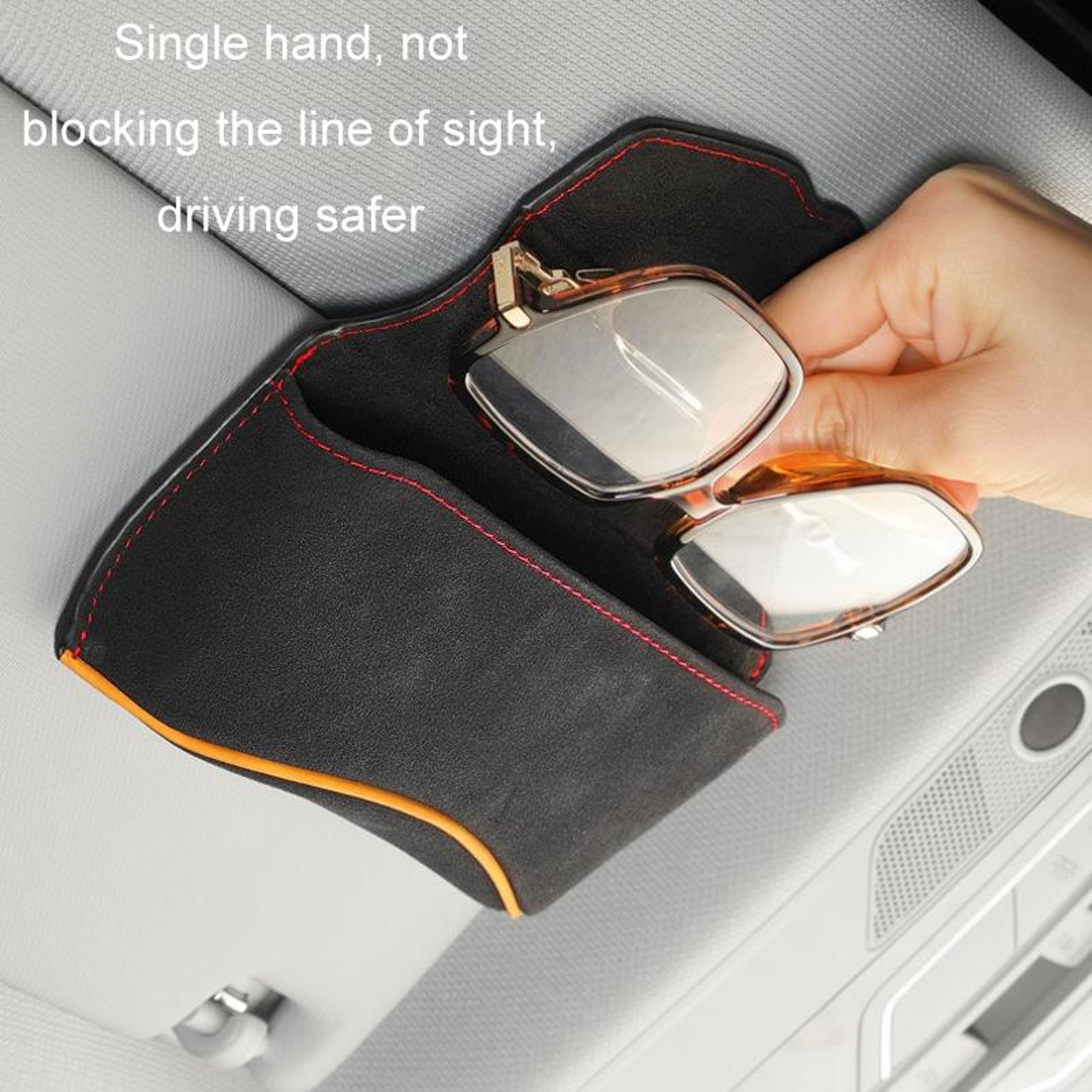 Premium Car Sunglasses Holder & Magnetic Sun Visor Glasses Case with Card Storage – view 14
