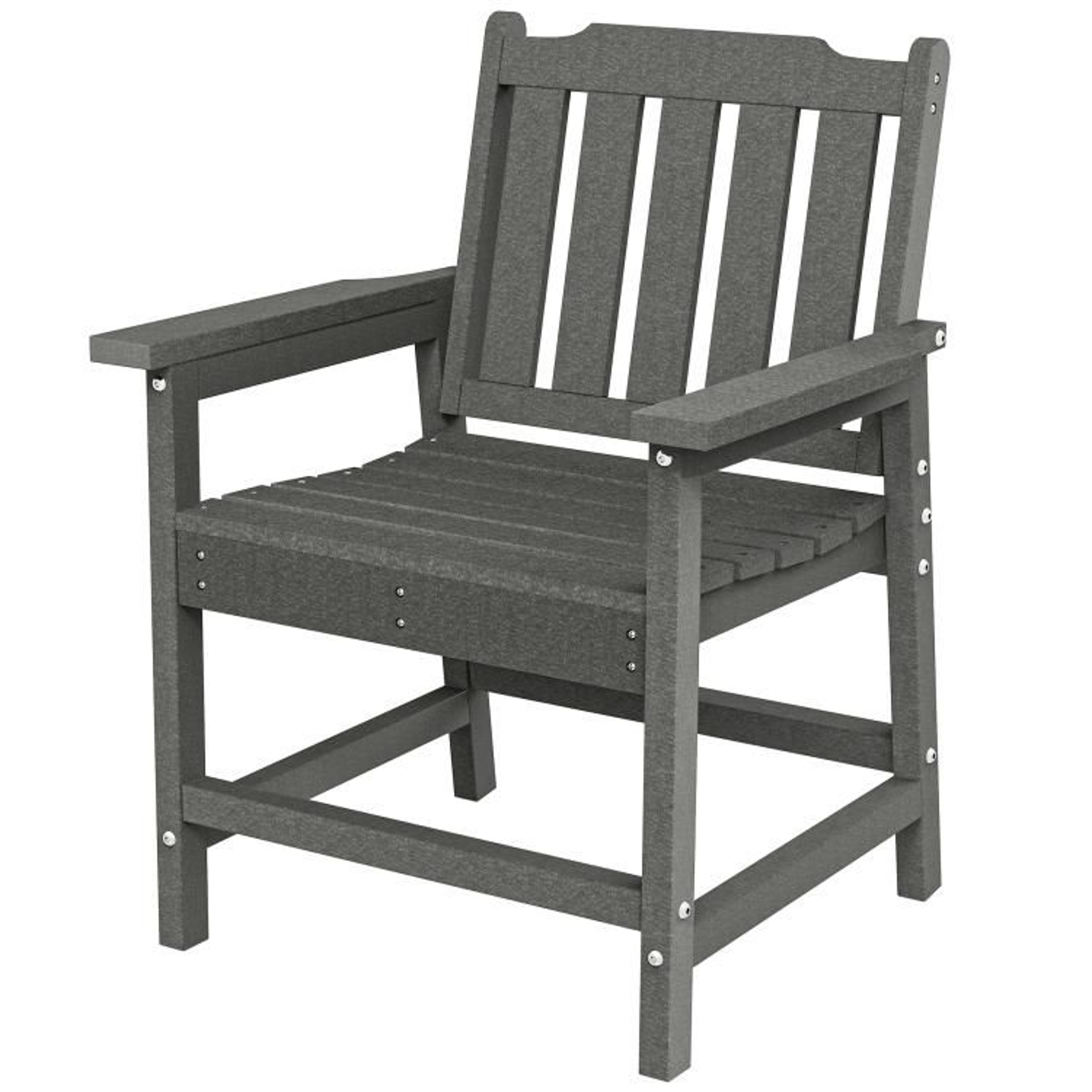 AllWeather HDPE Patio Dining Chair With WoodLook Finish And Armrests Gray 1