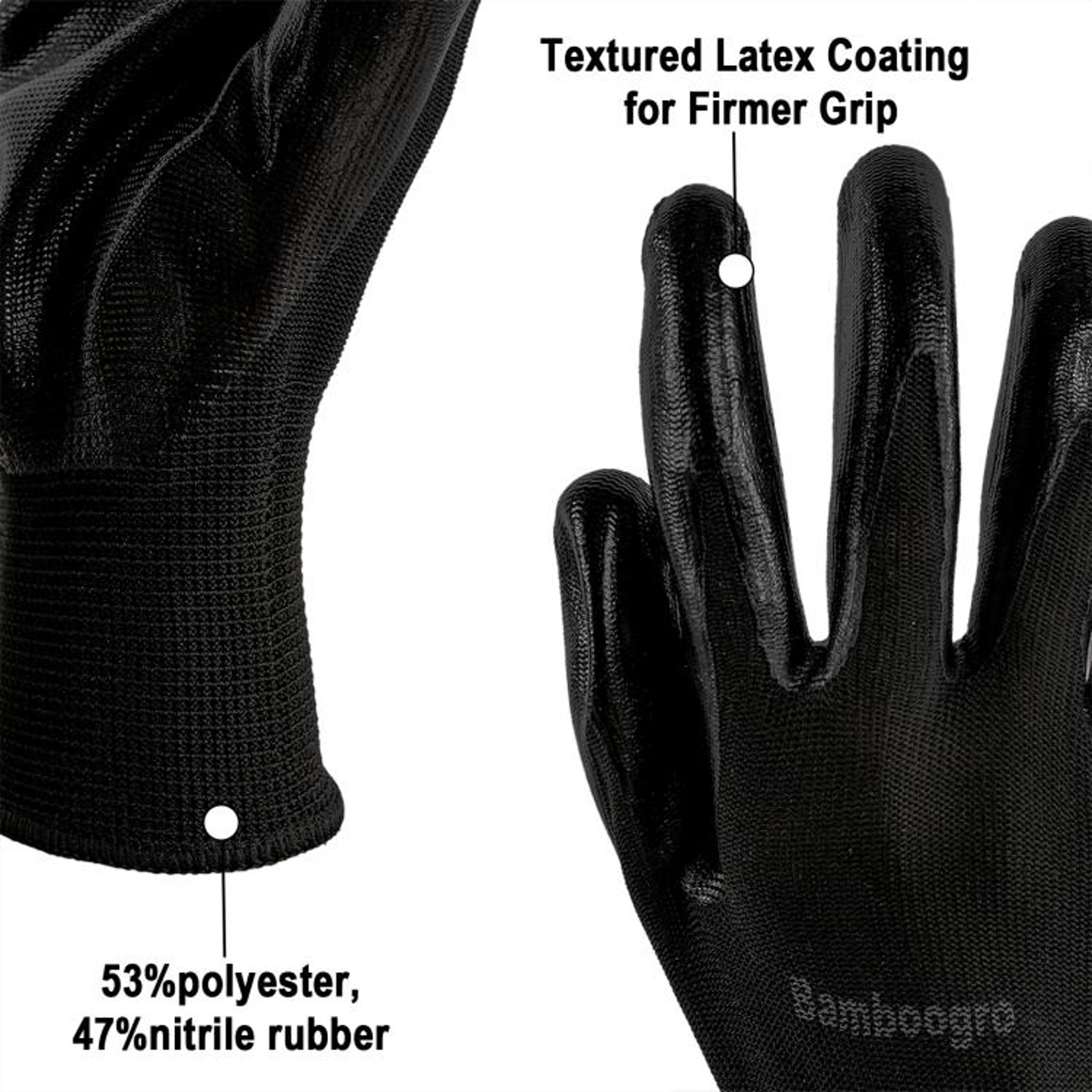 Black PU Coated Work Gloves With Seamless Knit Grip 2