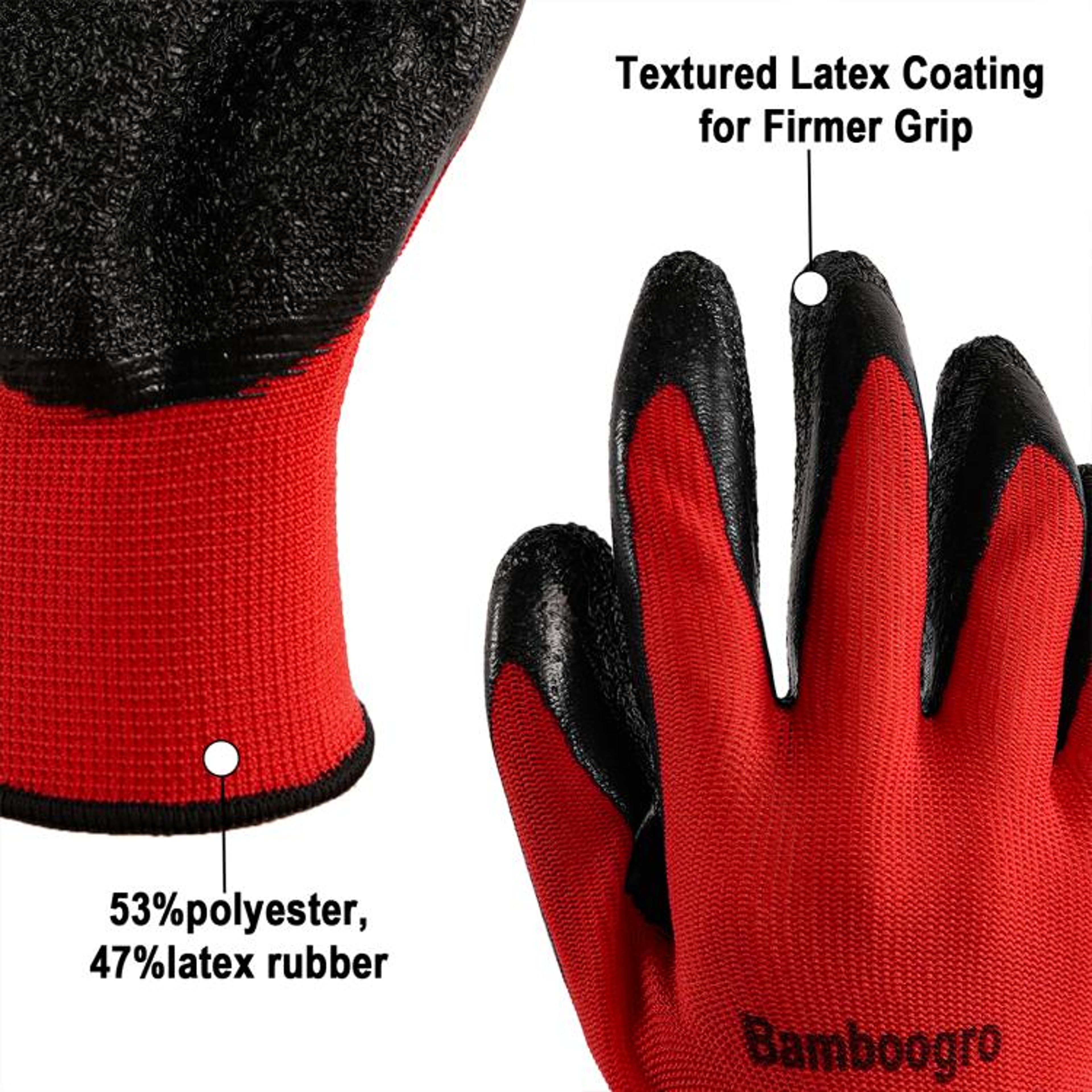 Red Latex Coated Work Gloves With Textured AntiSlip Grip 2