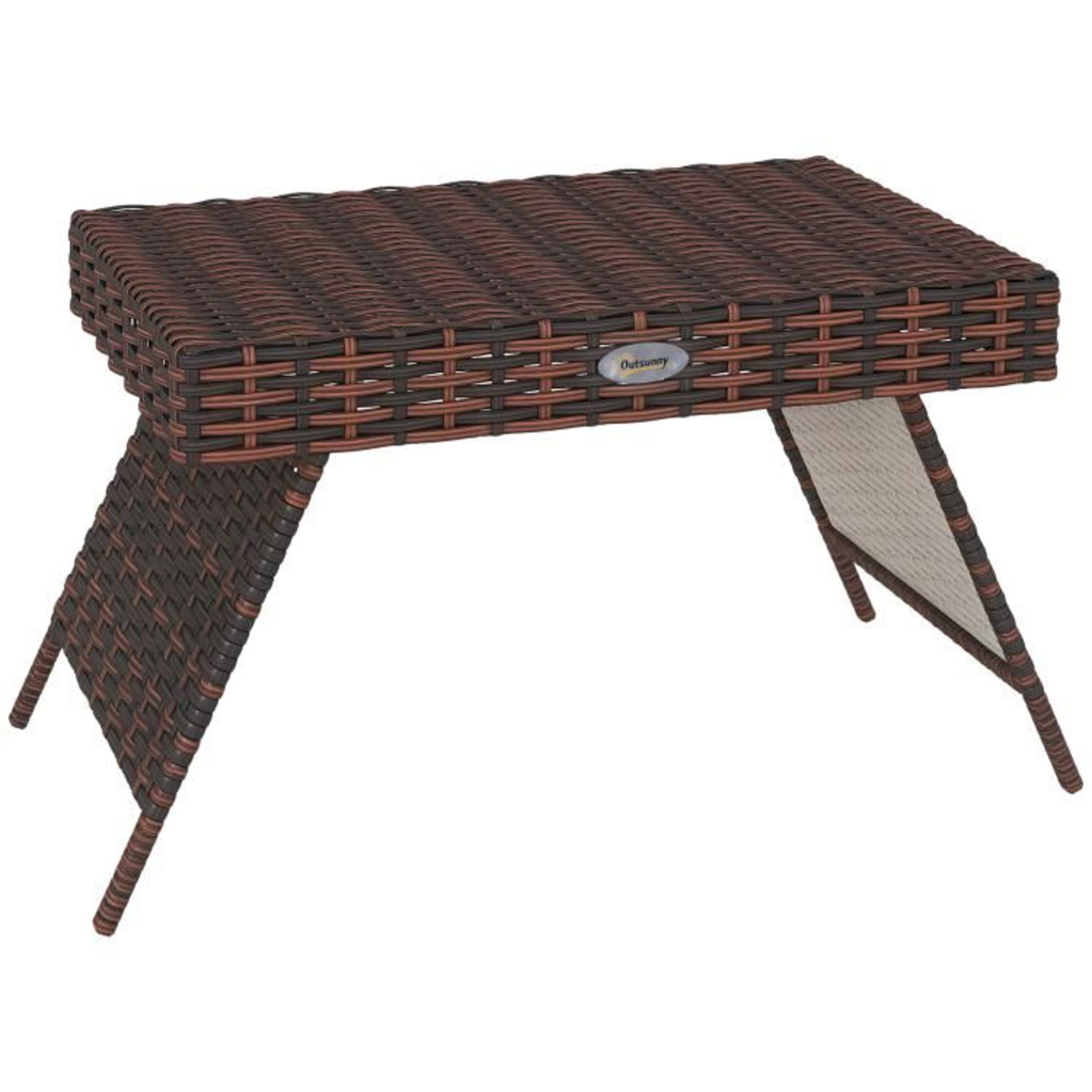 Folding Rattan Outdoor Side Table With Handwoven PE Wicker  Brown 0