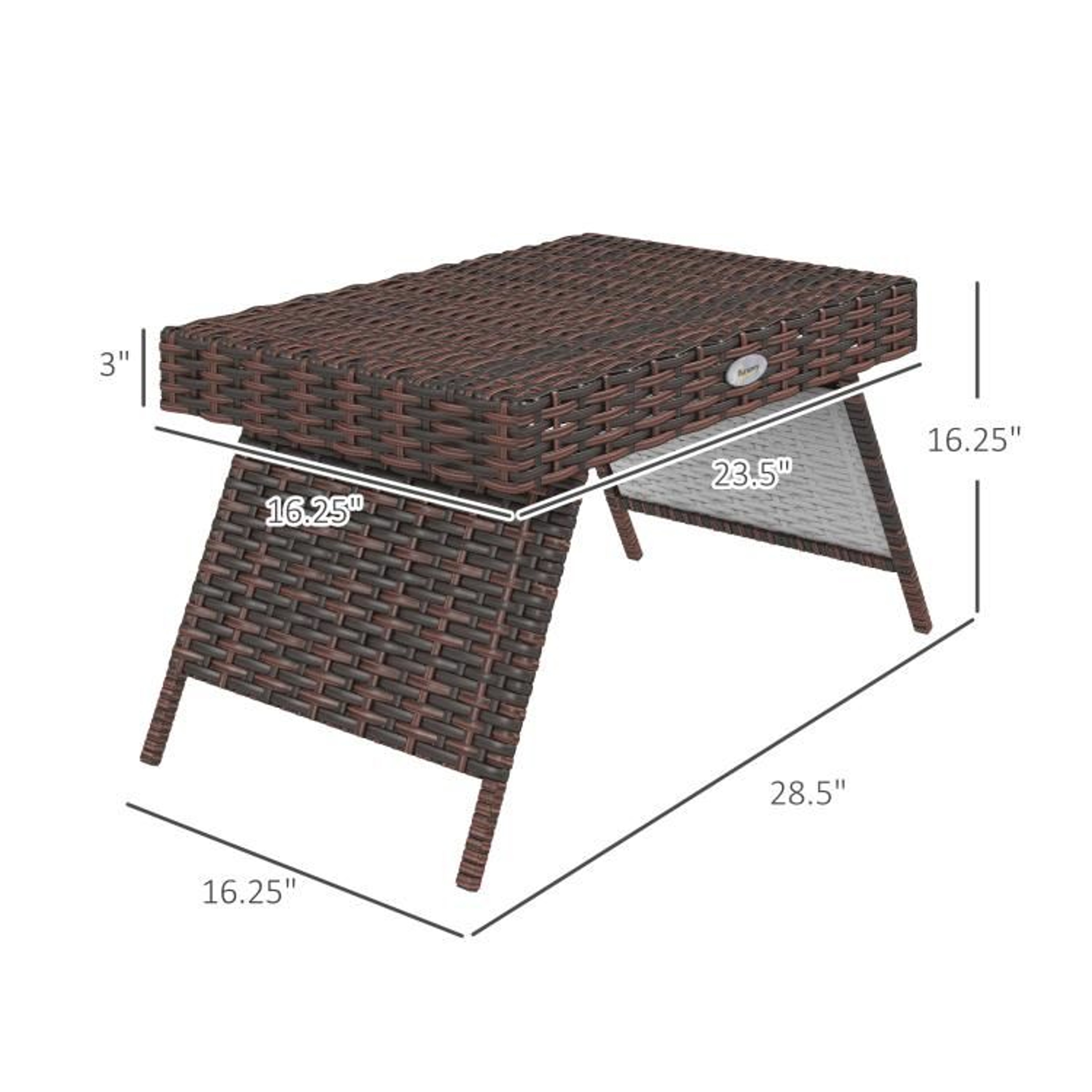 Folding Rattan Outdoor Side Table With Handwoven PE Wicker  Brown 4