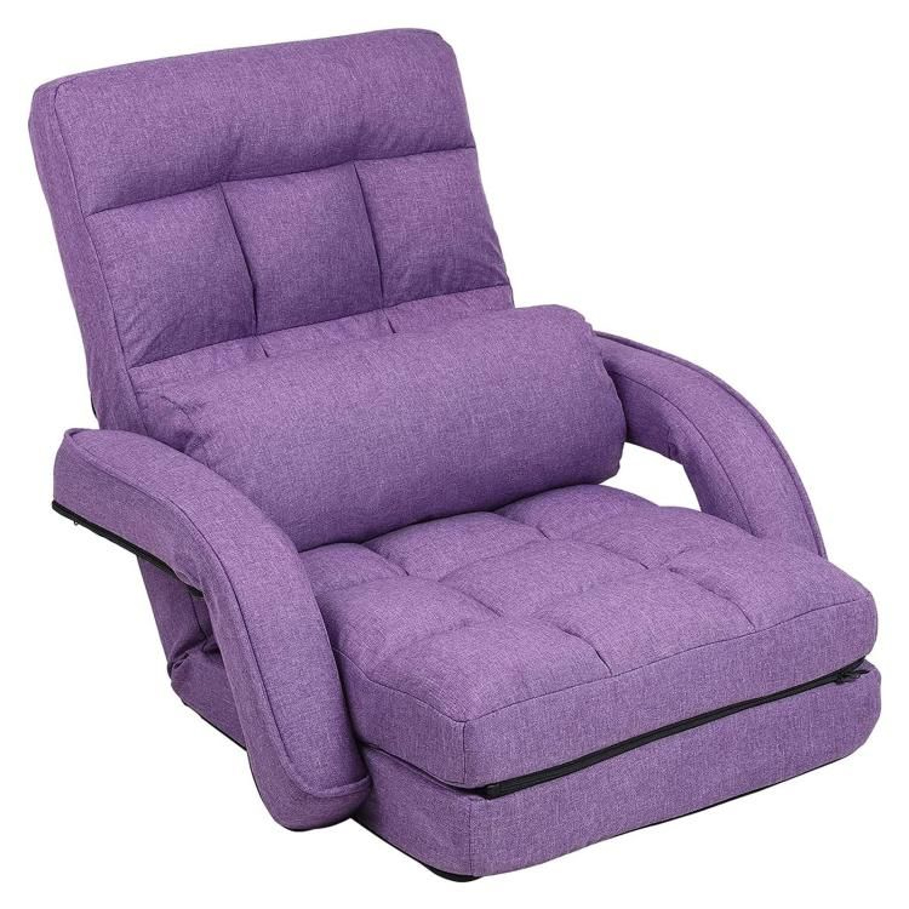 14Position Adjustable Floor Chair With Armrests And Pillow  Purple 0
