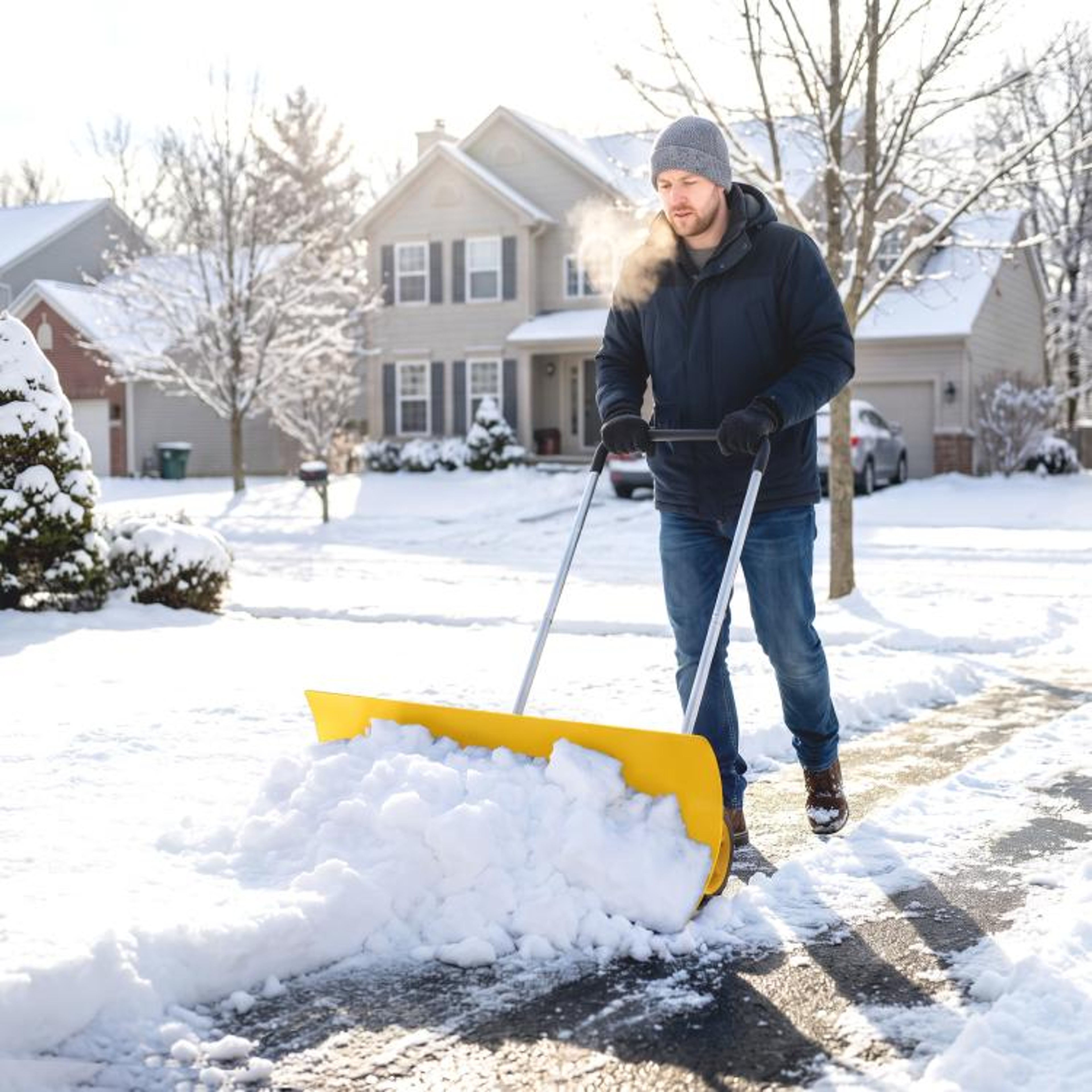 37Inch Wide Snow Shovel With Wheels And Adjustable Handle  Aluminum Snow Pusher 0