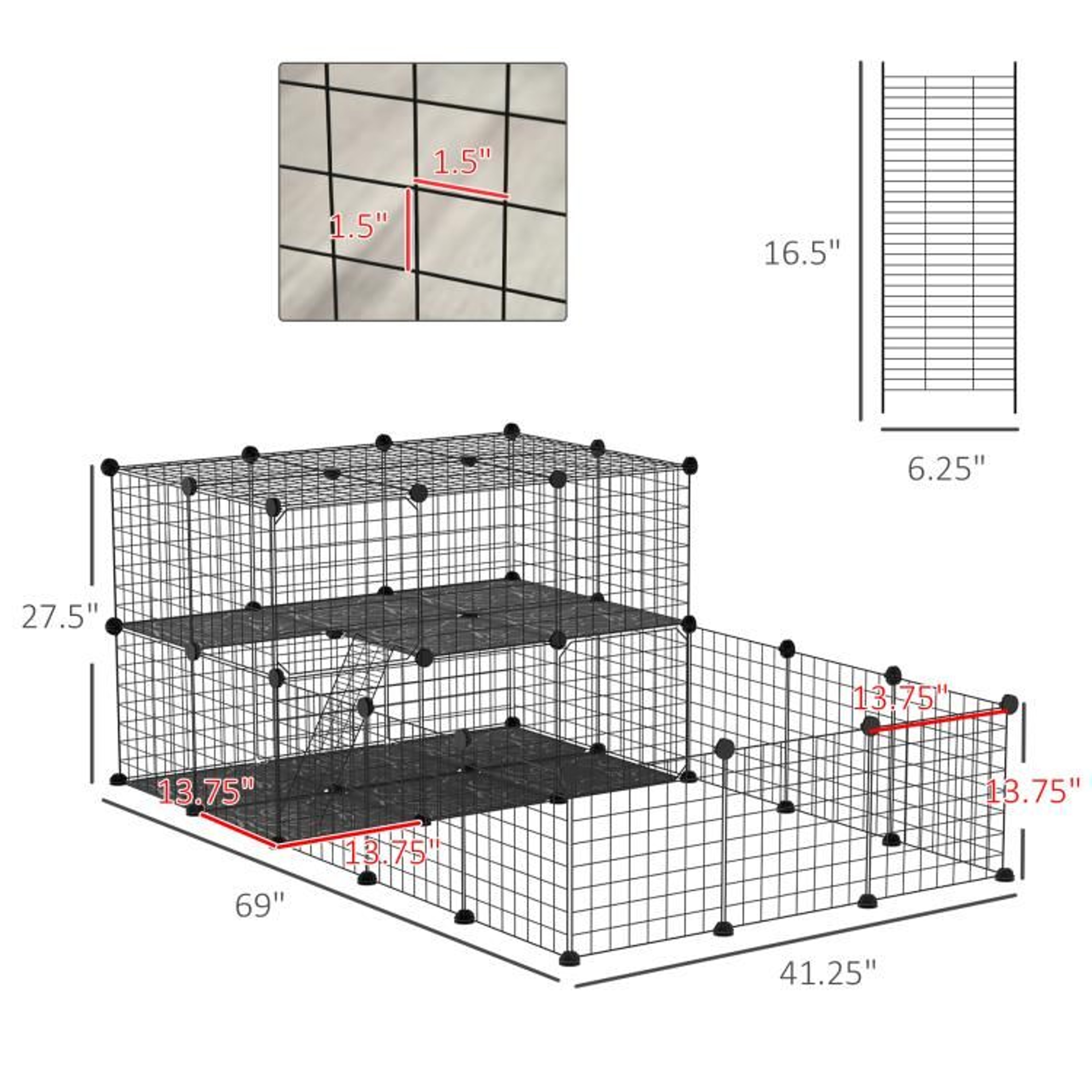 Modular Metal Pet Playpen With Door For Guinea Pigs And Rabbits  Black 3