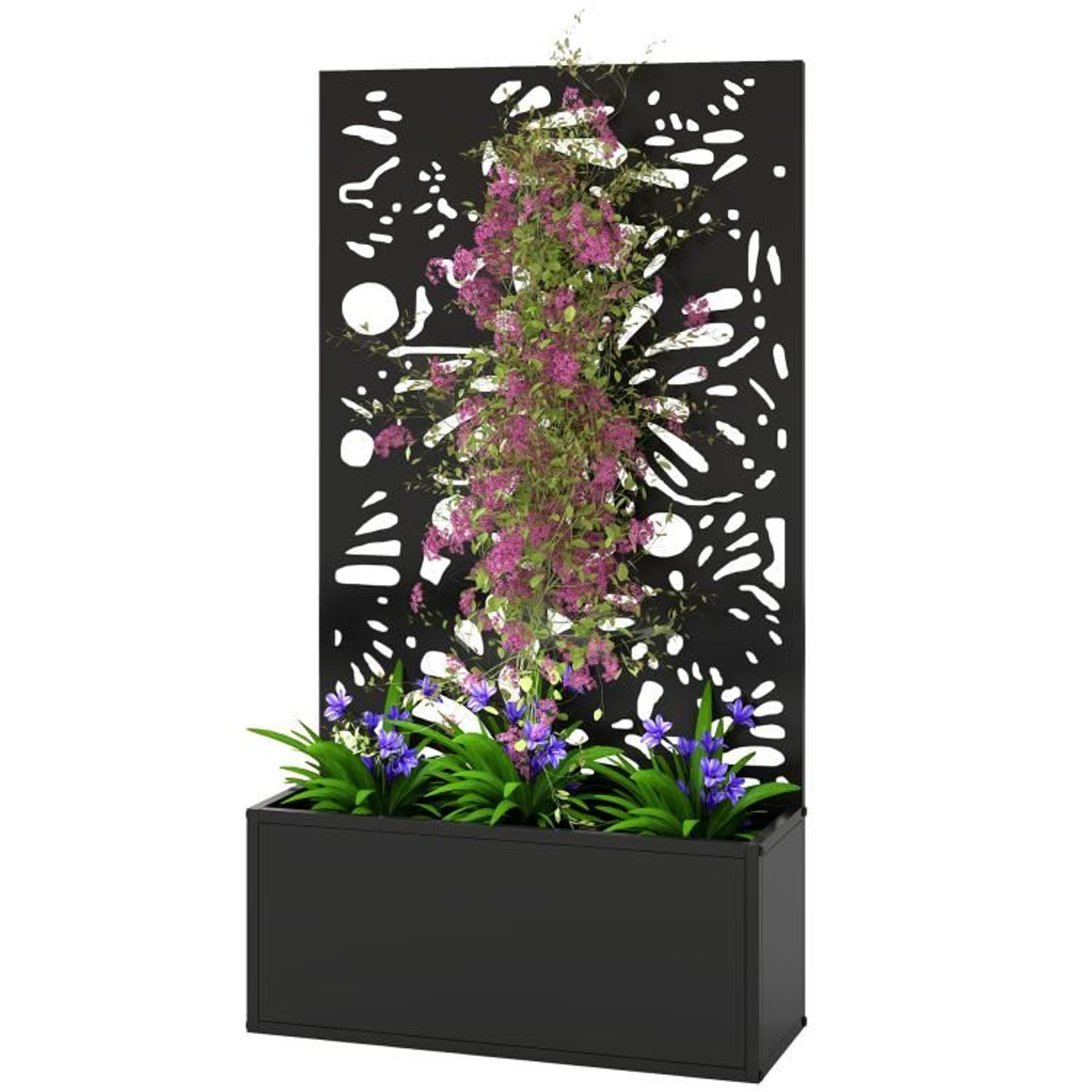 Metal Raised Garden Bed With Trellis And Butterfly Privacy Panel 1
