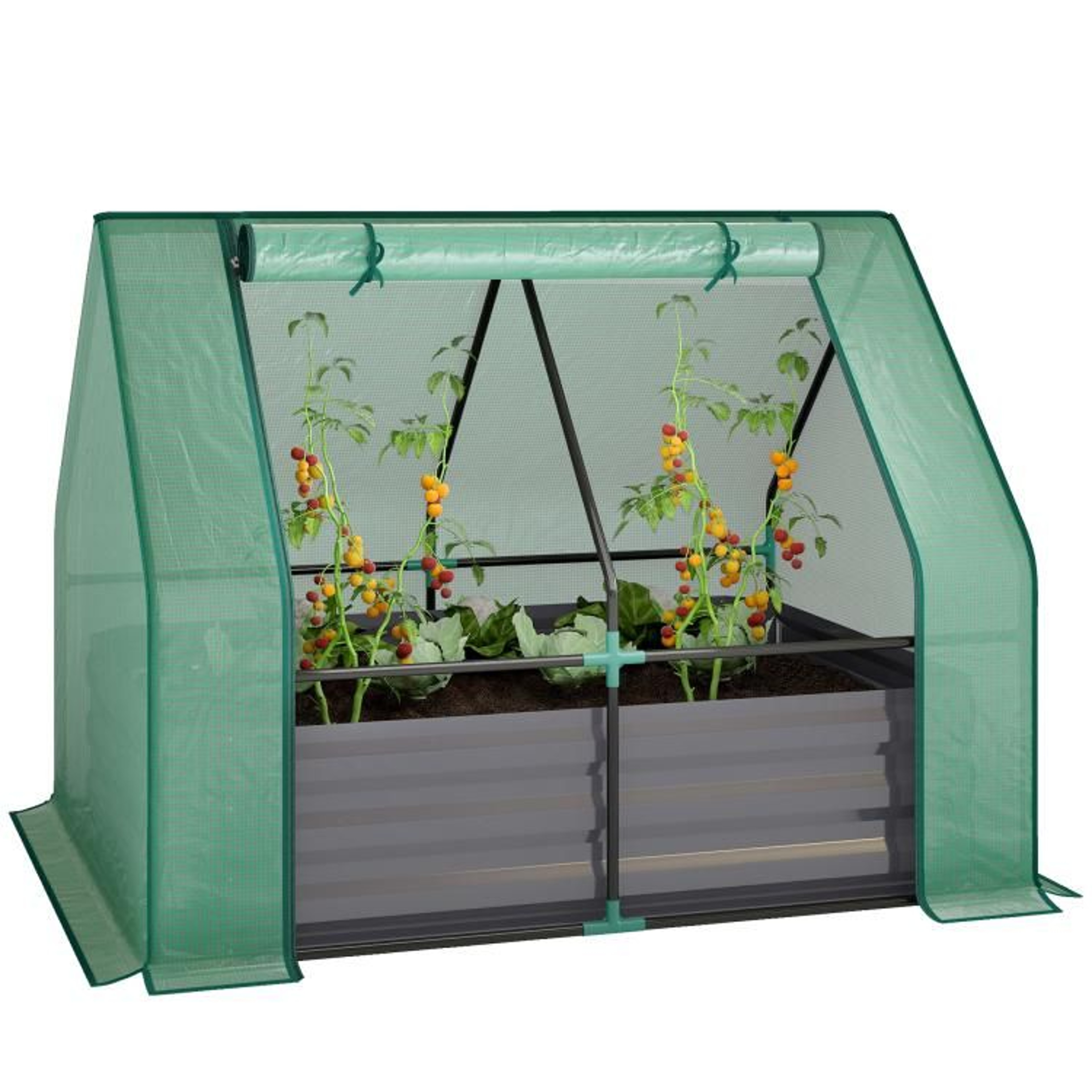 Galvanized Raised Garden Bed With Mini Greenhouse Cover 4 X 3 Ft 0