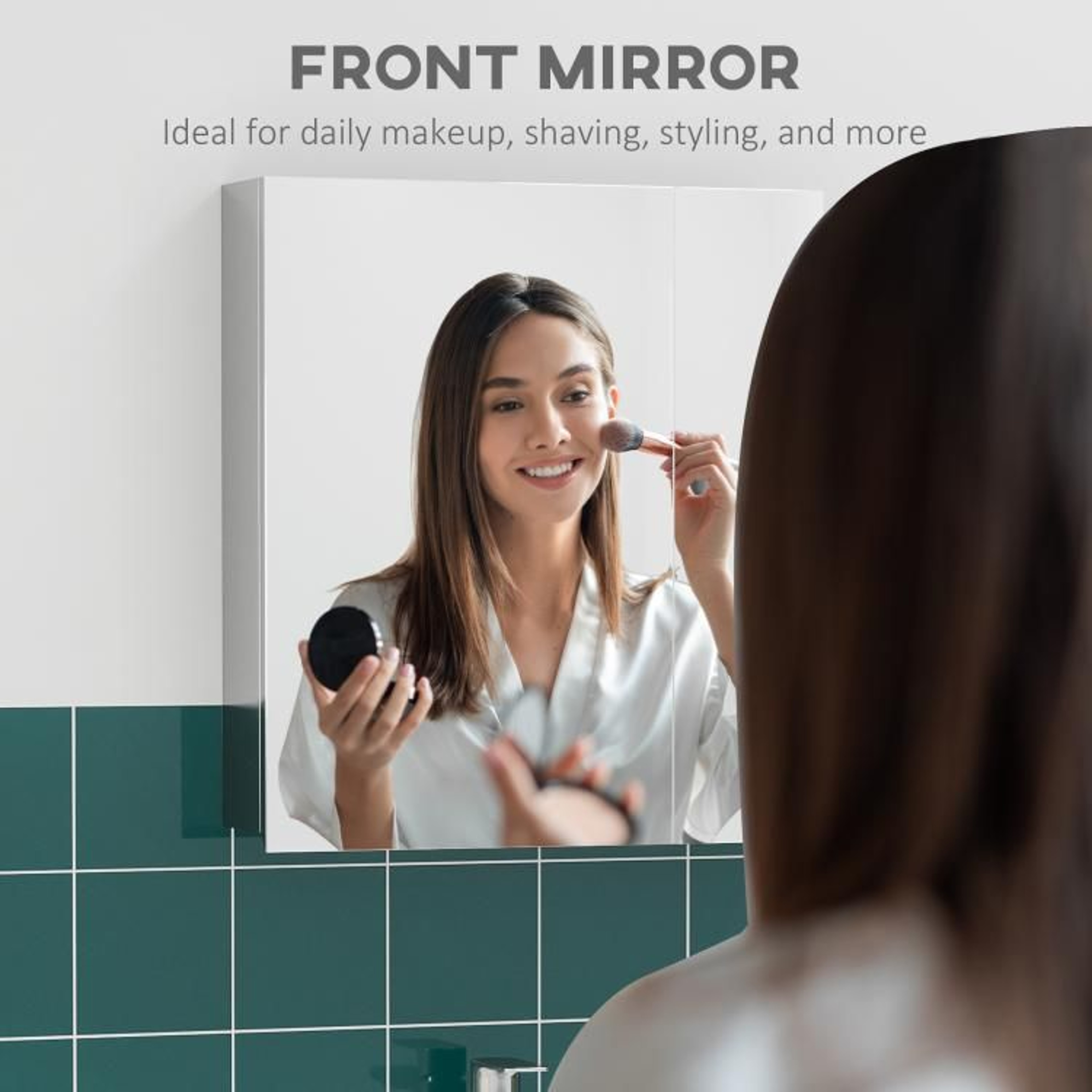 Wall Mounted Bathroom Medicine Cabinet With Mirror And Stainless Steel Shelves  Silver 5
