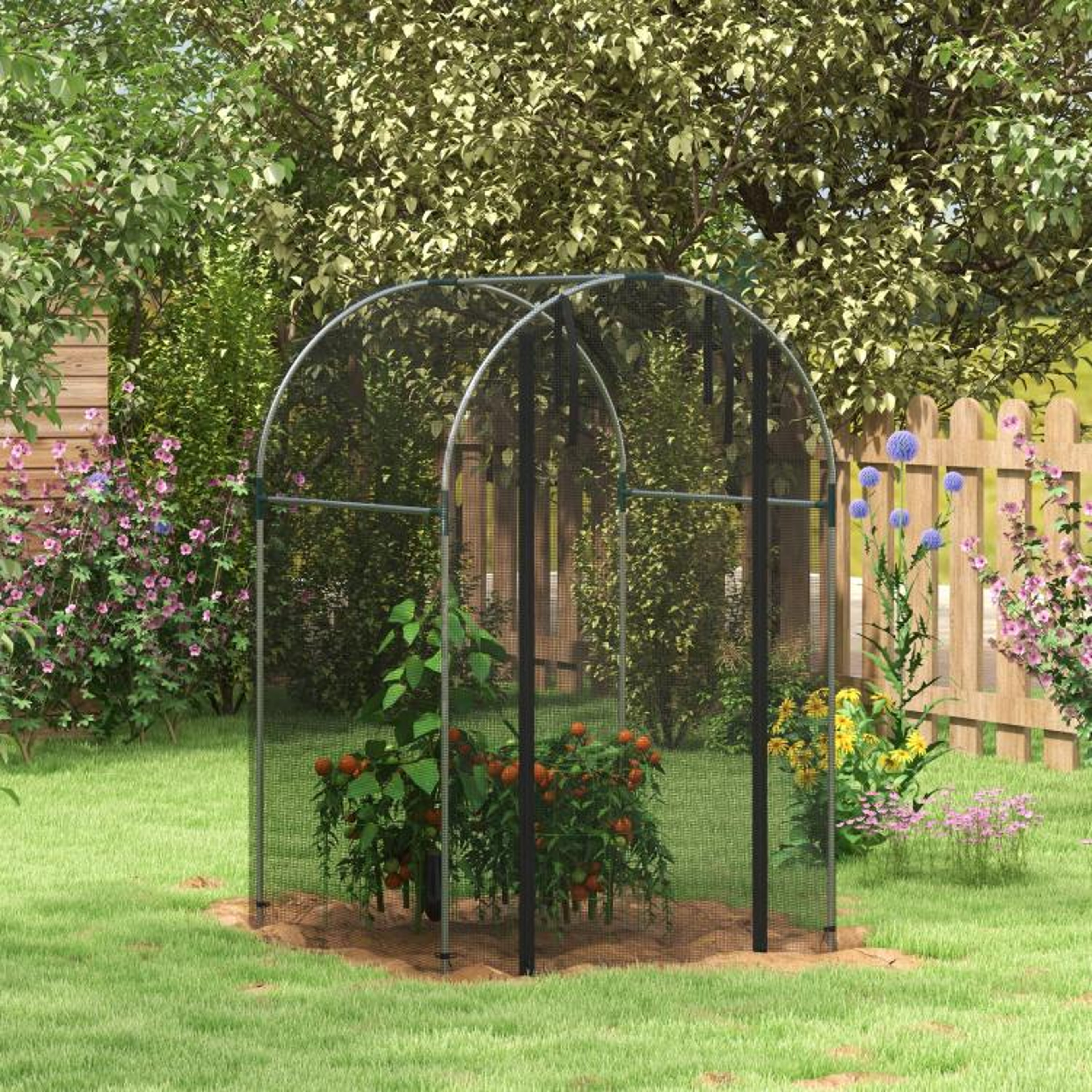 Galvanized Steel Plant Protection Cage With Zippered Door 4 X 4 Ft Black 2