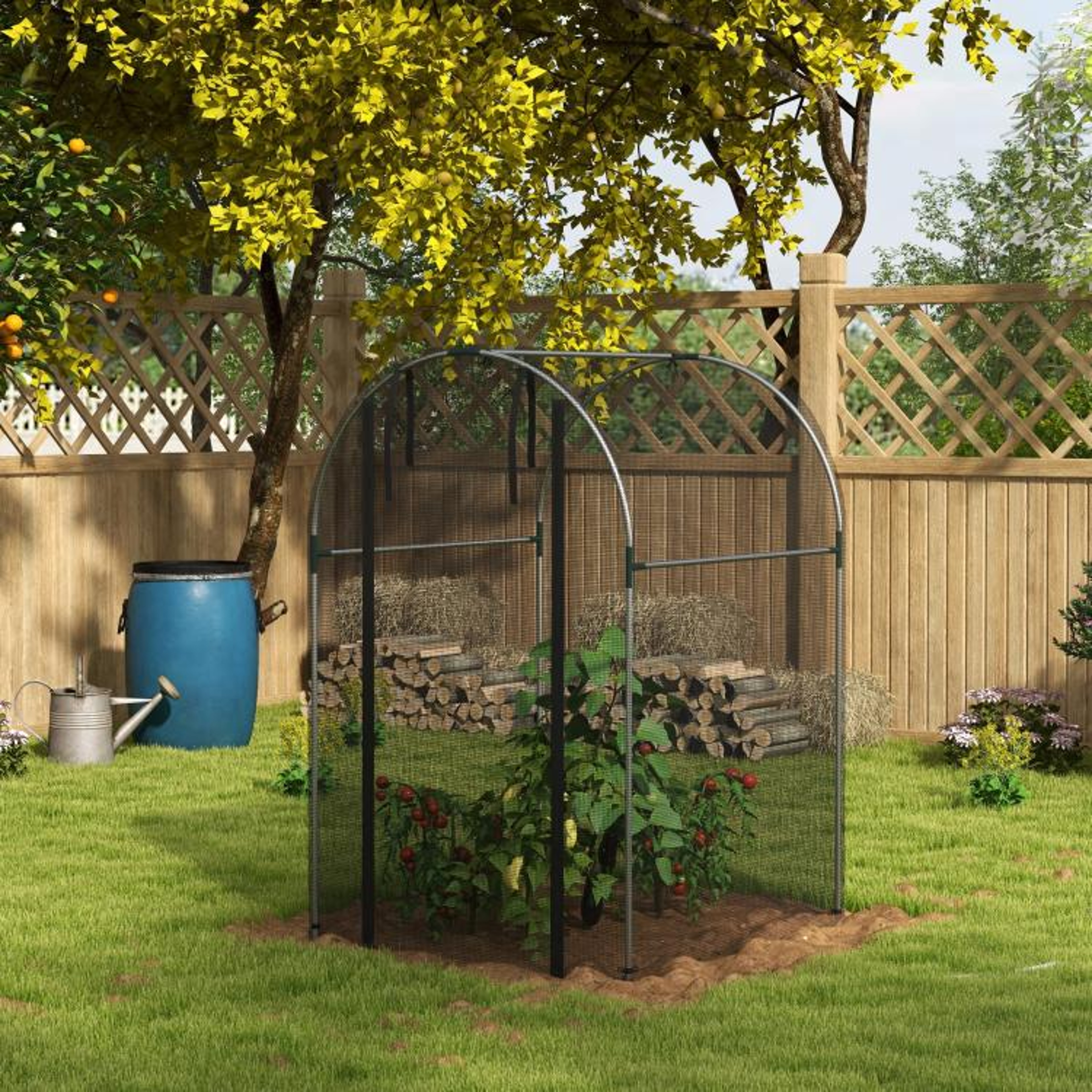 Galvanized Steel Plant Protection Cage With Zippered Door 4 X 4 Ft Black 3