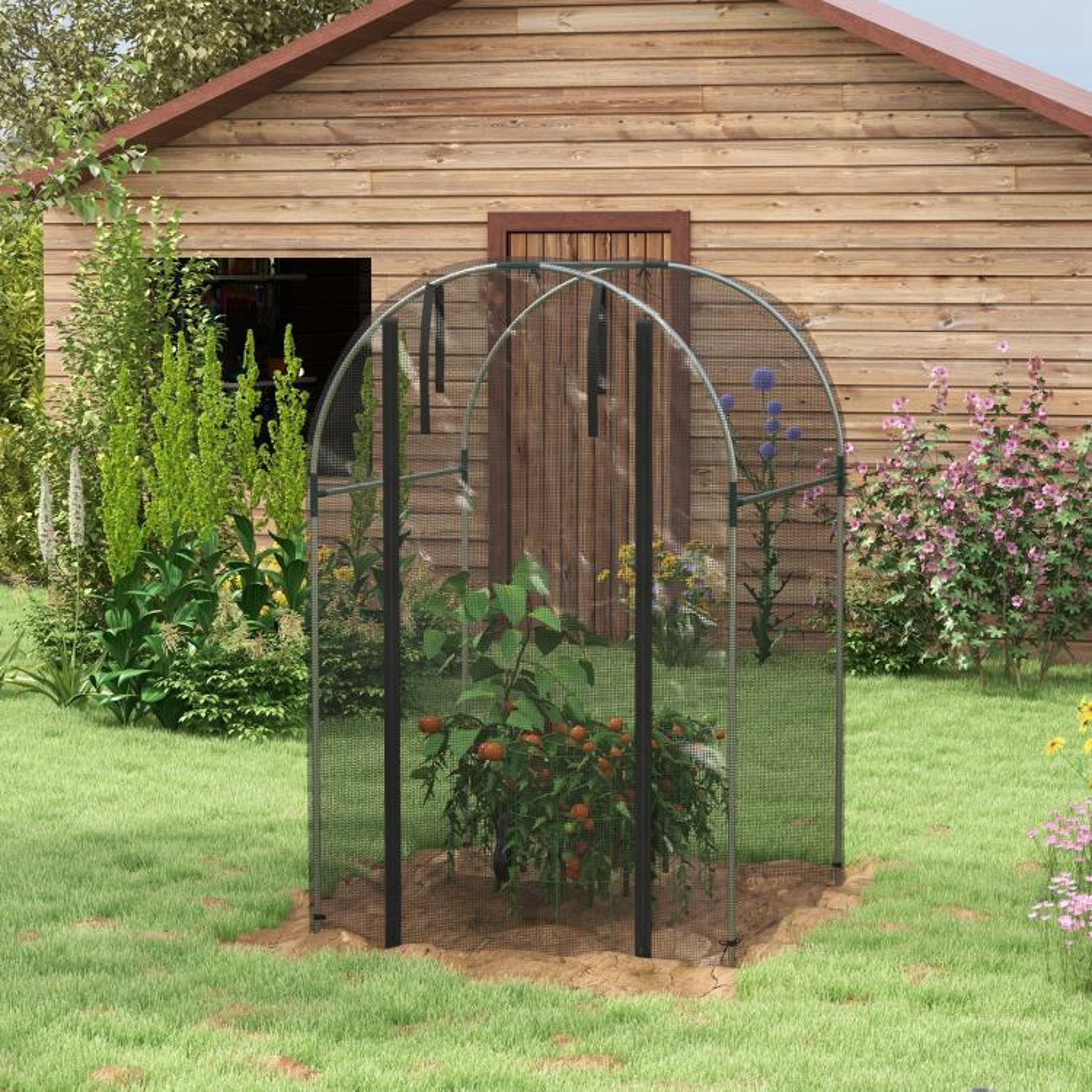 Galvanized Steel Plant Protection Cage With Zippered Door 4 X 4 Ft Black 7