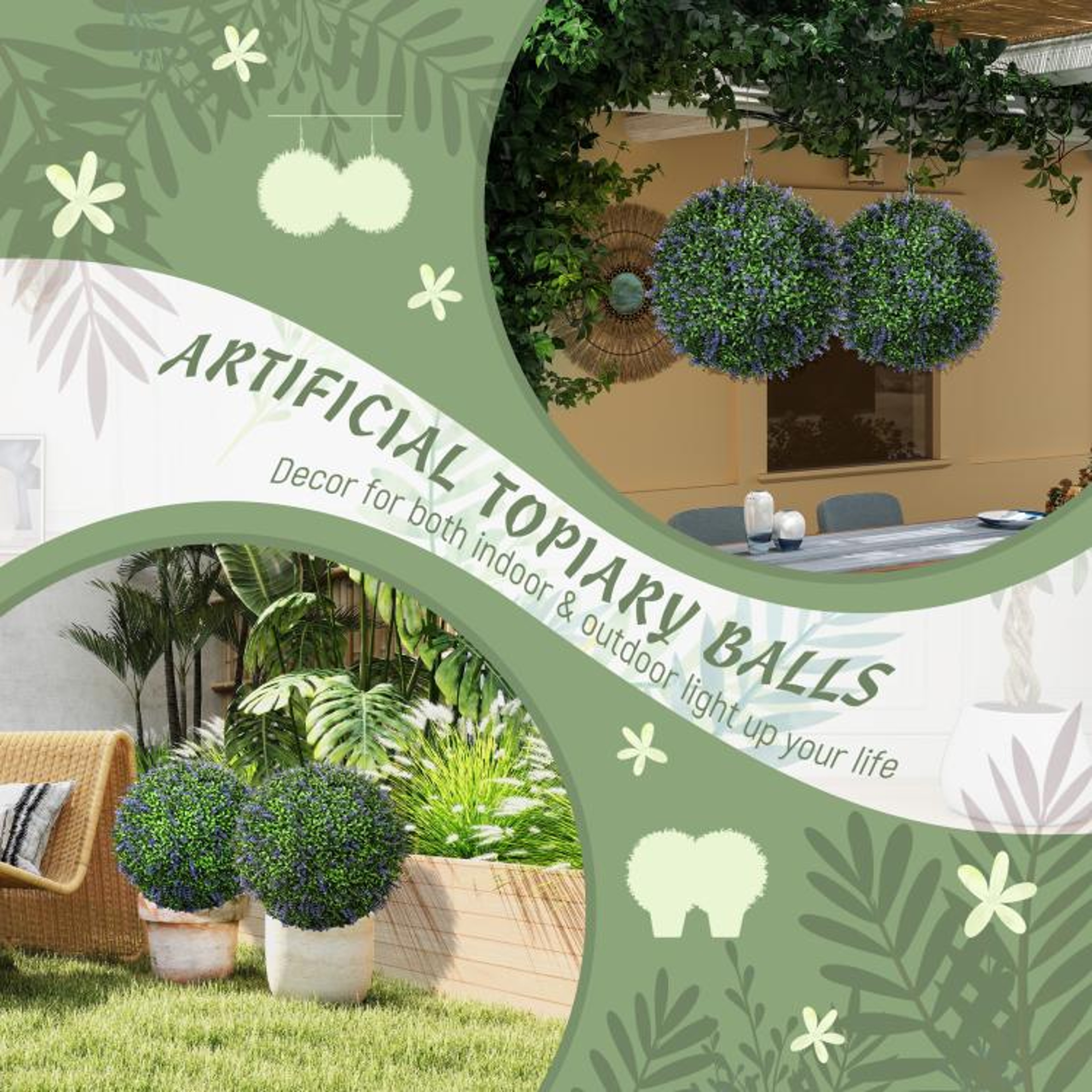 Artificial Lavender Topiary Balls 165 Inch Indoor Outdoor Decor 5