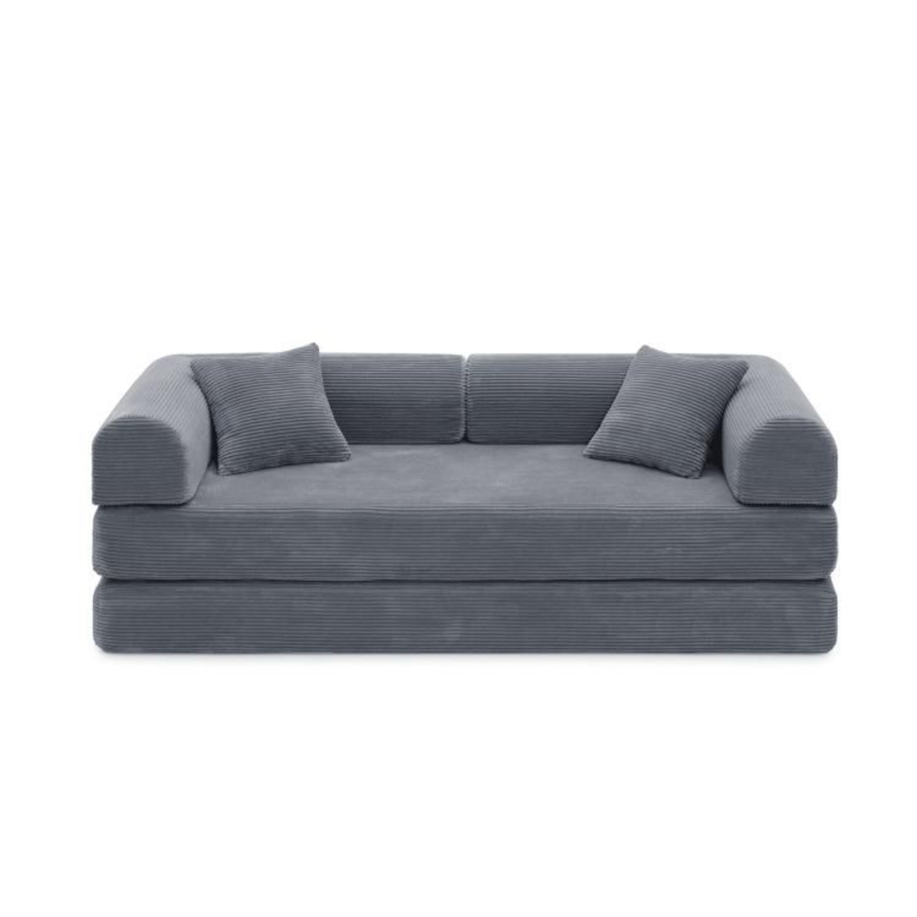 Convertible Sleeper Sofa Bed With Corduroy Upholstery  Dark Gray 0