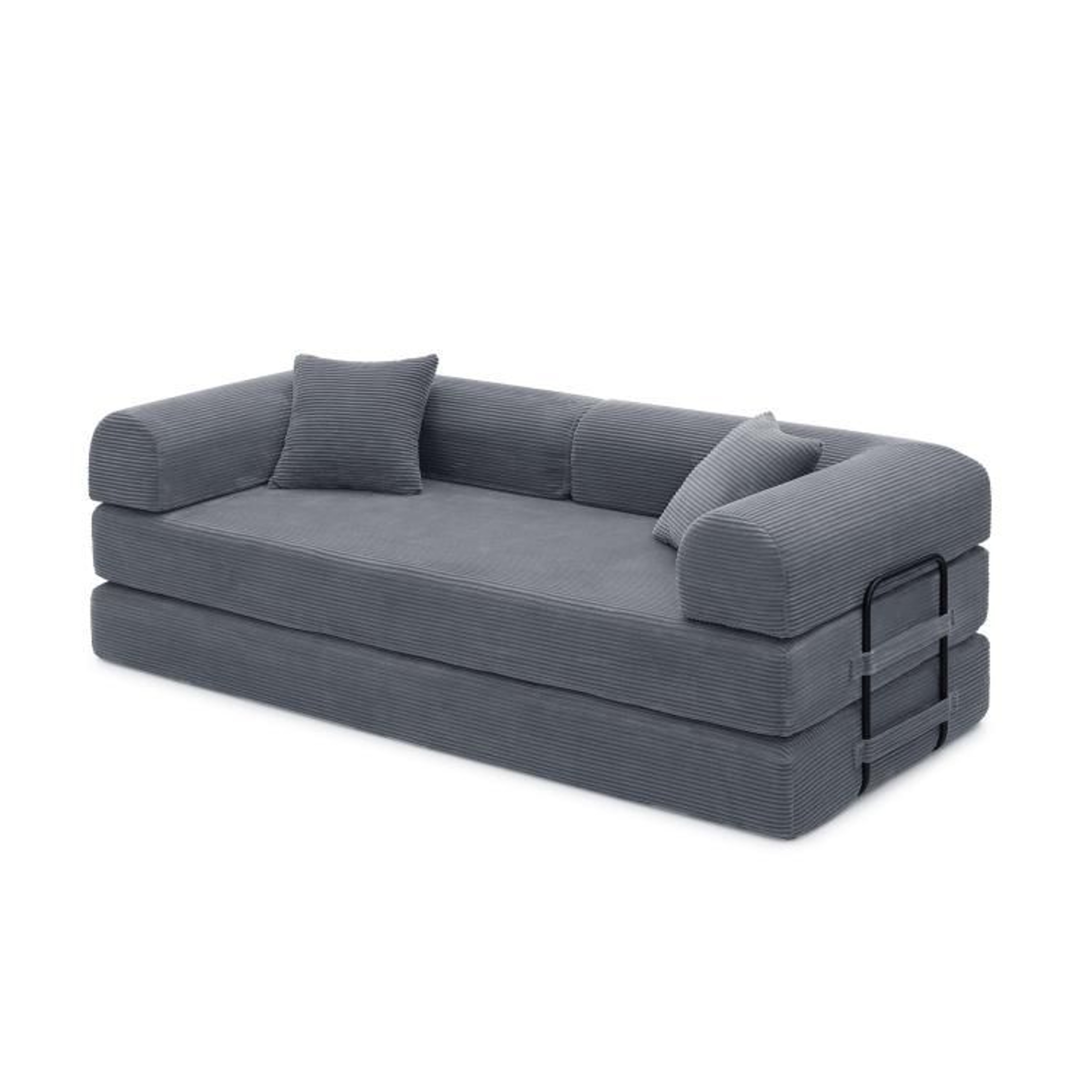 Convertible Sleeper Sofa Bed With Corduroy Upholstery  Dark Gray 5