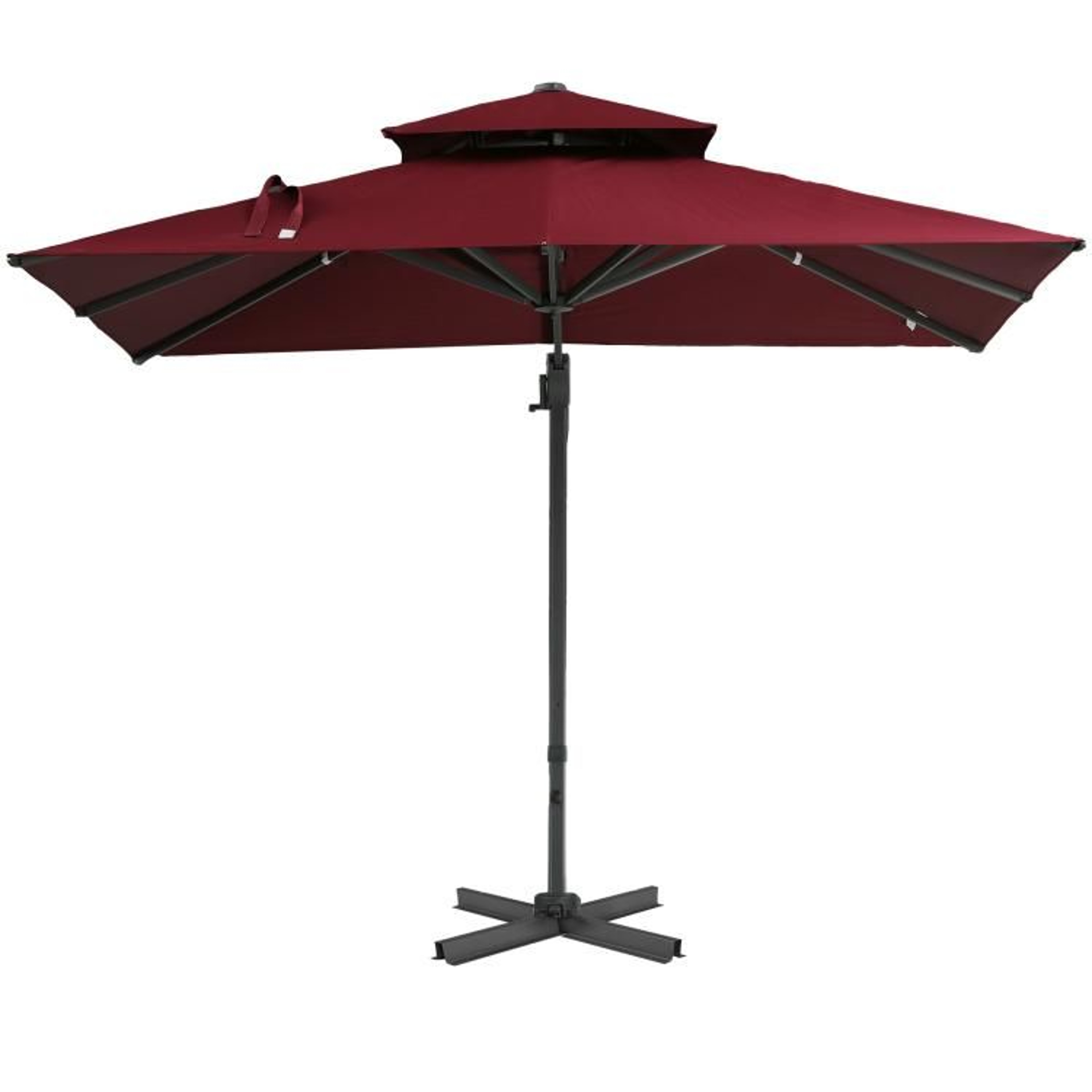 10 Ft Red Offset Patio Umbrella With 360 Rotation And Adjustable Tilt 1