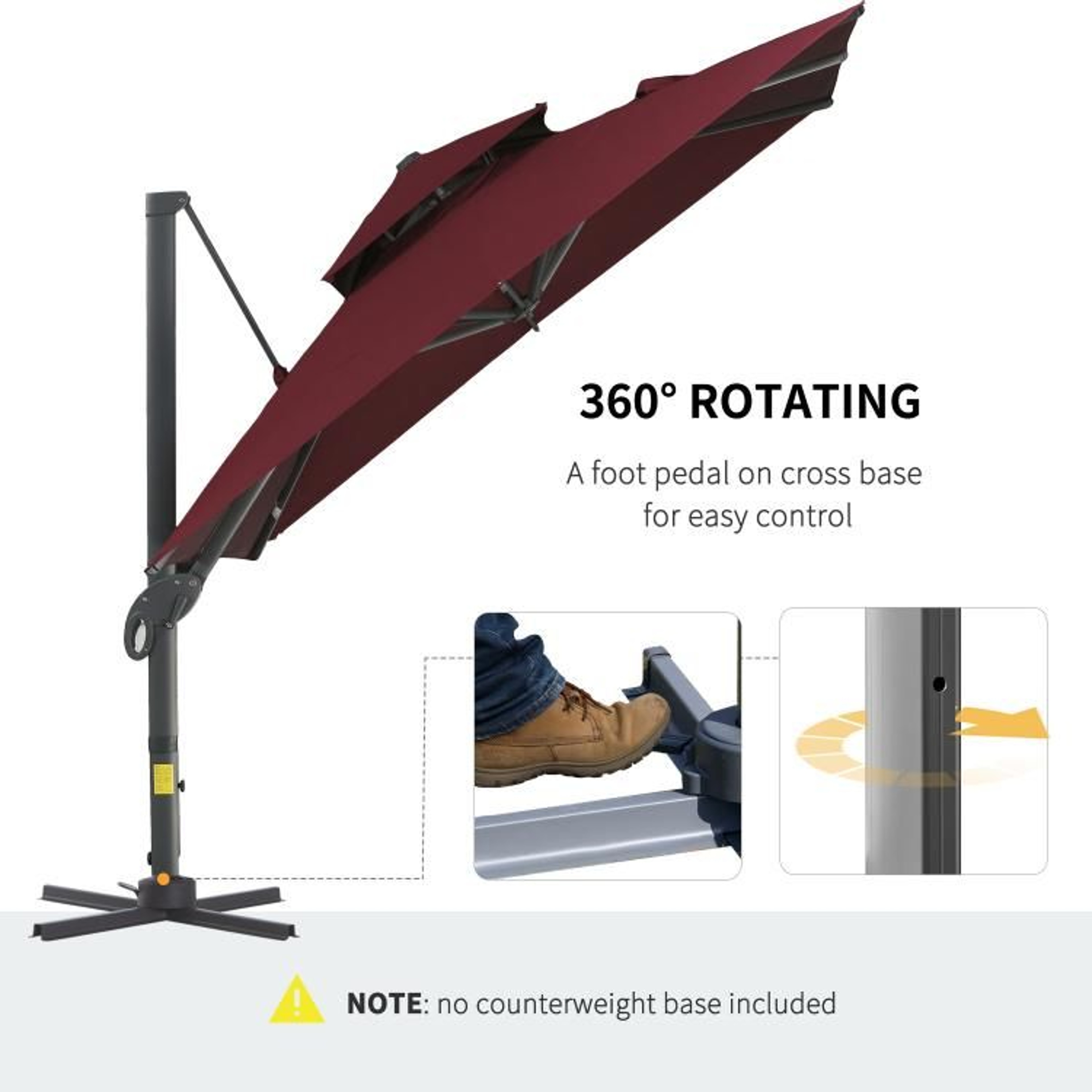 10 Ft Red Offset Patio Umbrella With 360 Rotation And Adjustable Tilt 5