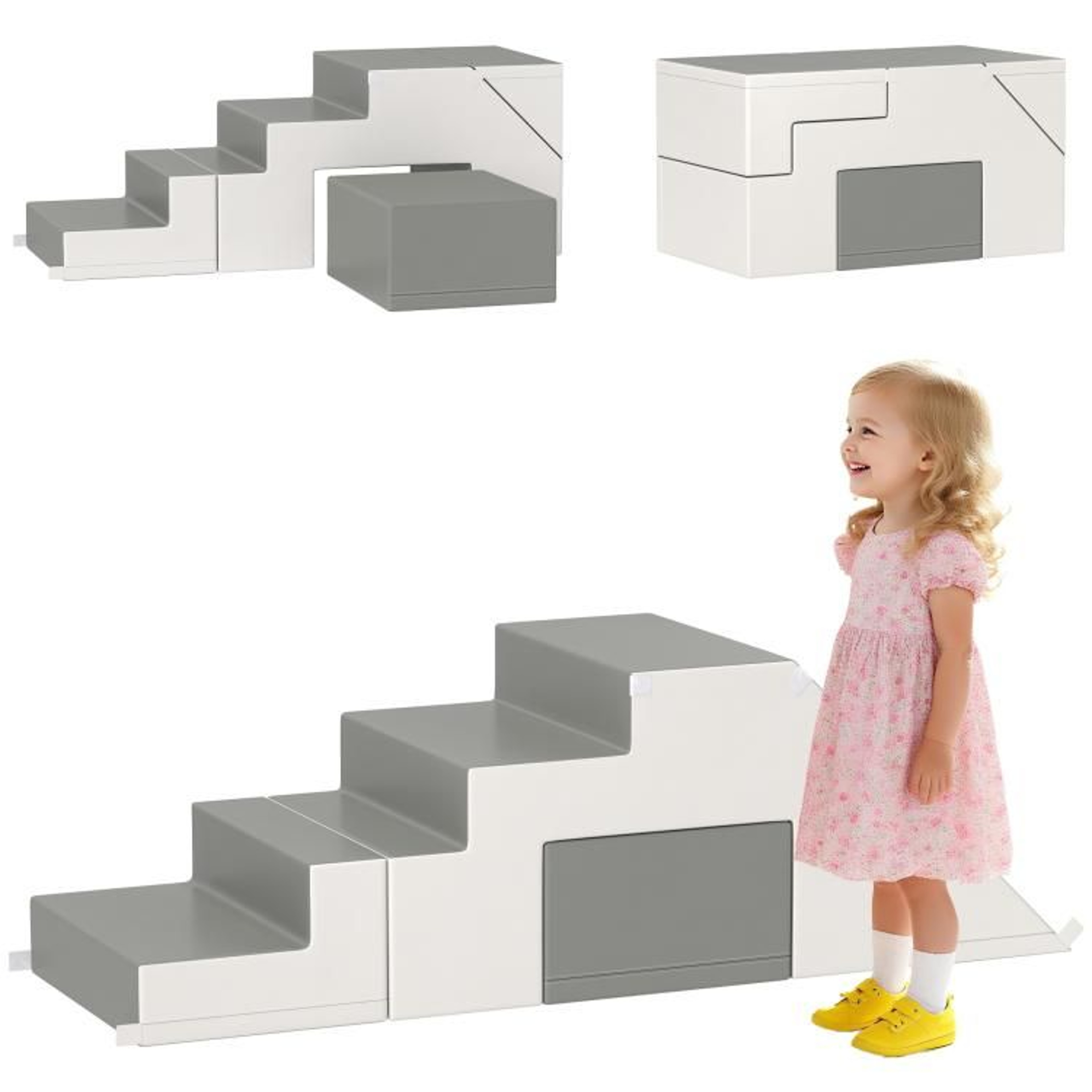 Foam Climbing Blocks For Toddlers Ages 13  Light Gray 0