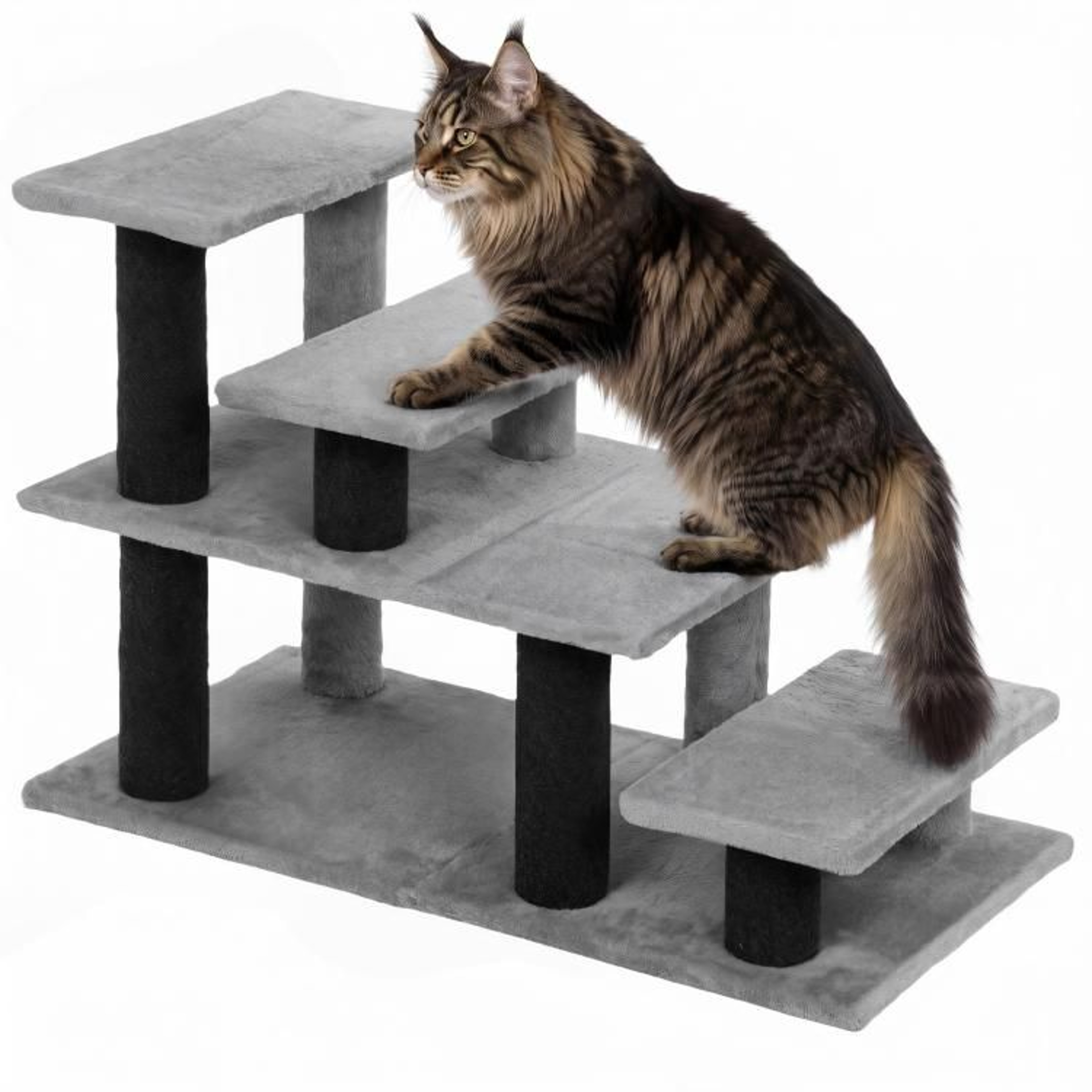 Adjustable Cat Stairs For Beds And Sofas With Scratching Post  Gray 0