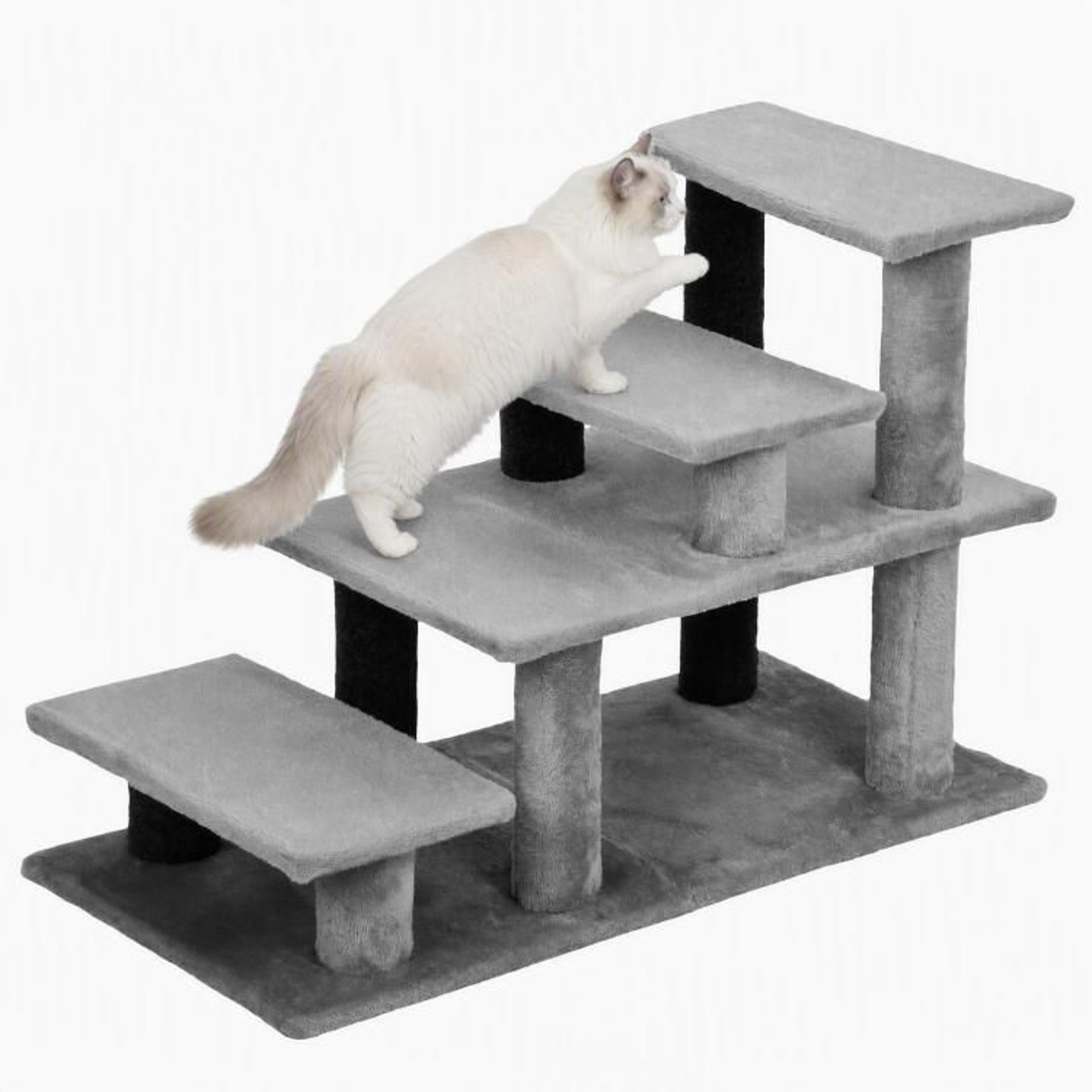 Adjustable Cat Stairs For Beds And Sofas With Scratching Post  Gray 1