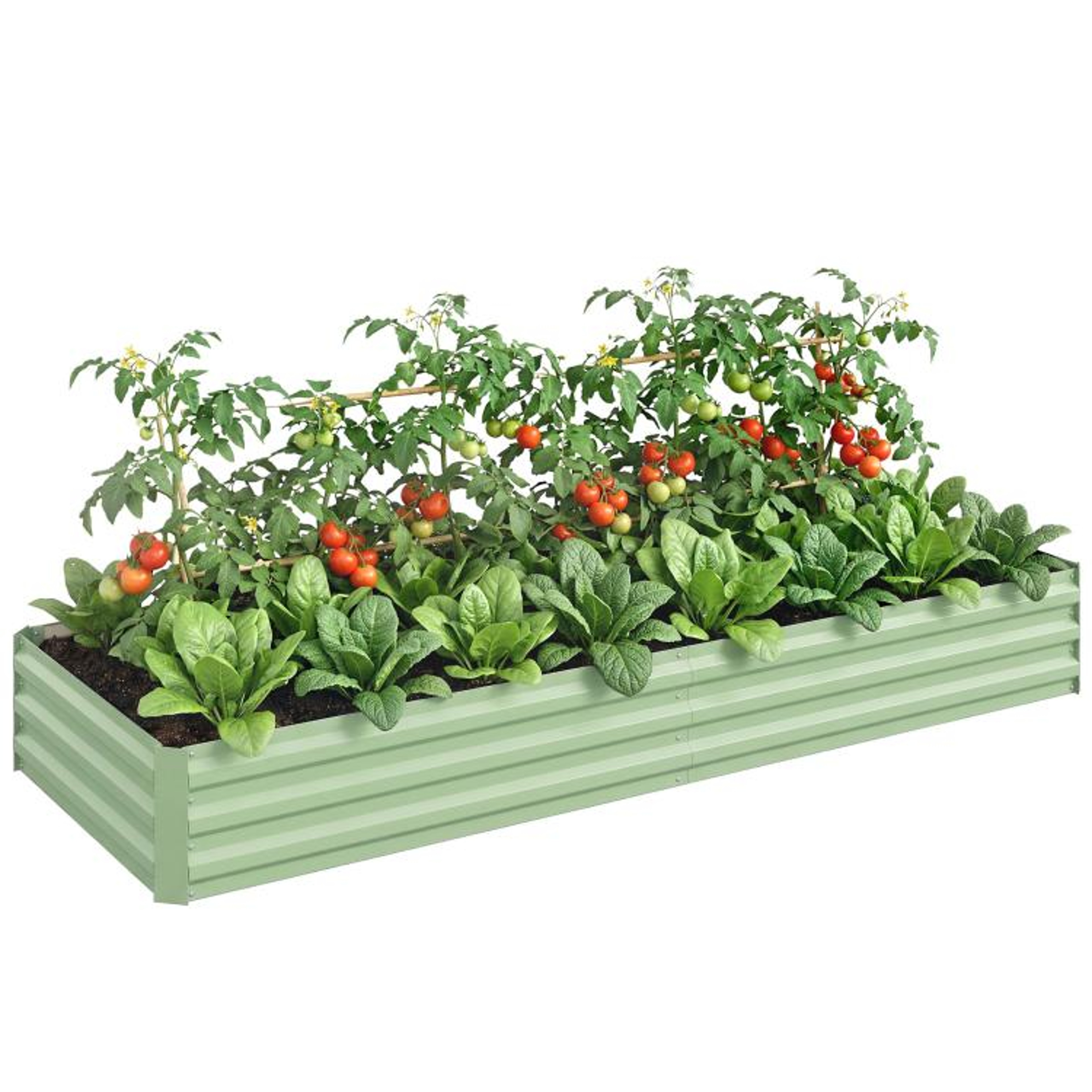 Galvanized Steel Raised Garden Bed 8x3x1 Ft With Open Bottom  Light Green 0