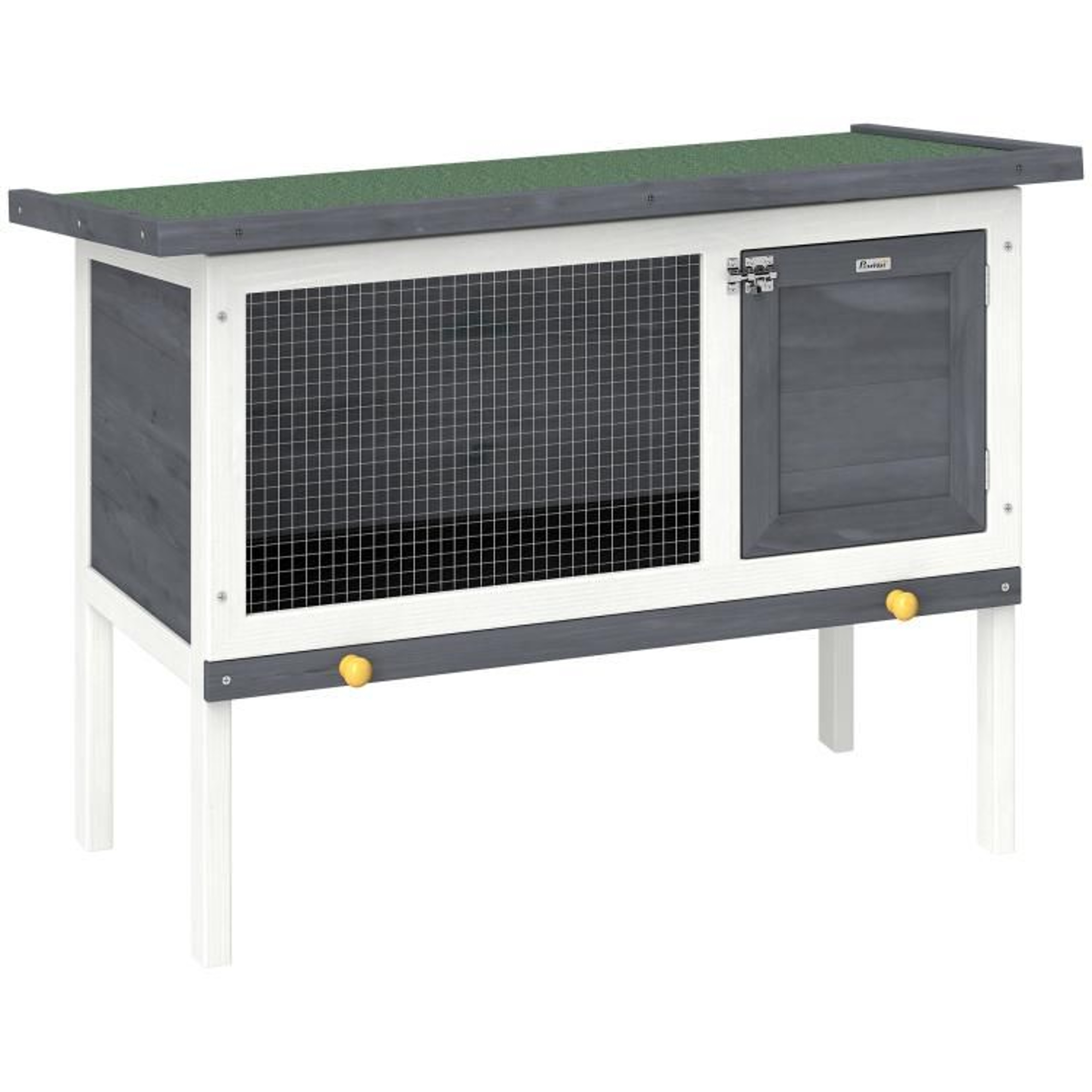 Wooden Rabbit Hutch With Asphalt Roof And Elevated Outdoor Design 0