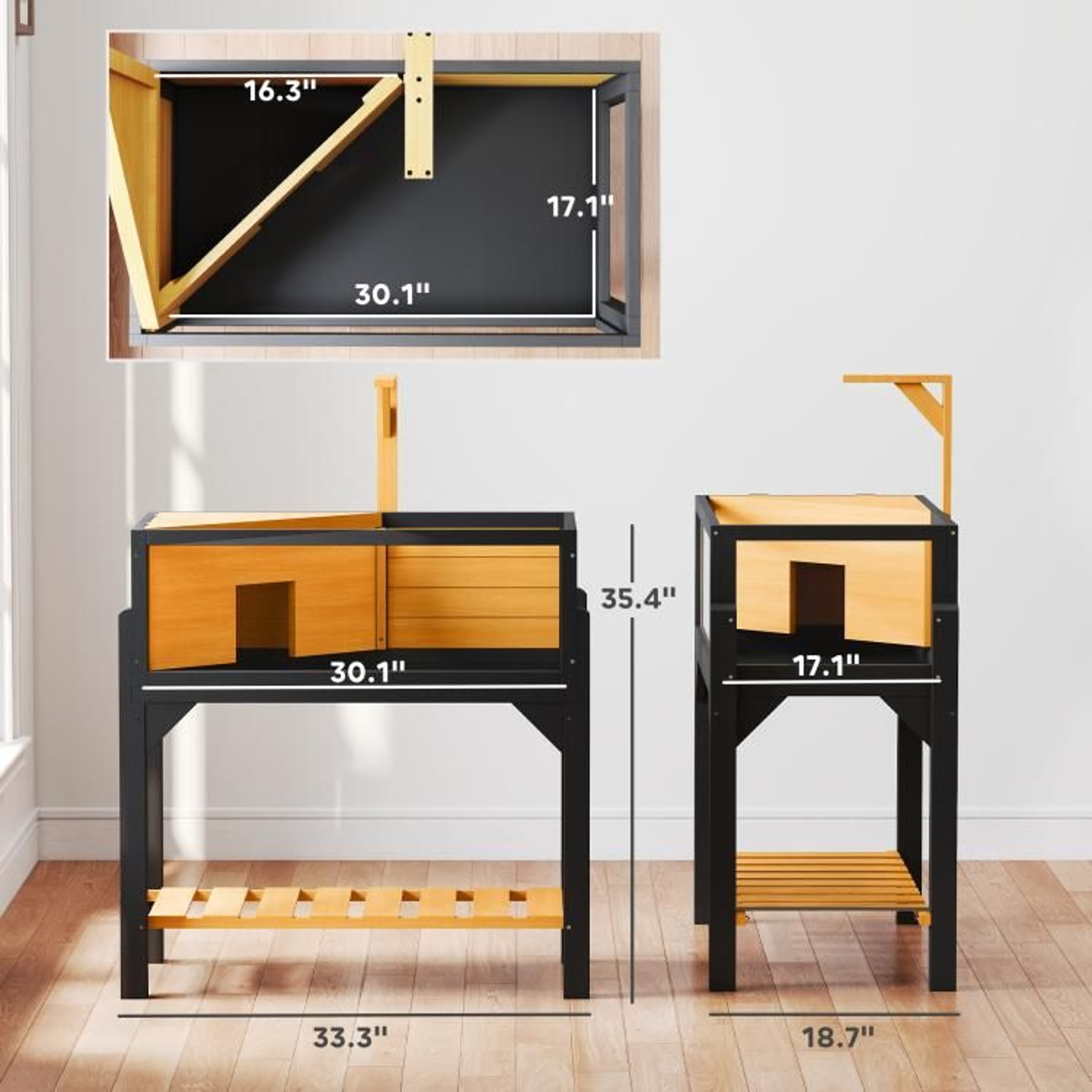 Wooden Tortoise Habitat With Storage Shelf And Clear Viewing Windows 4