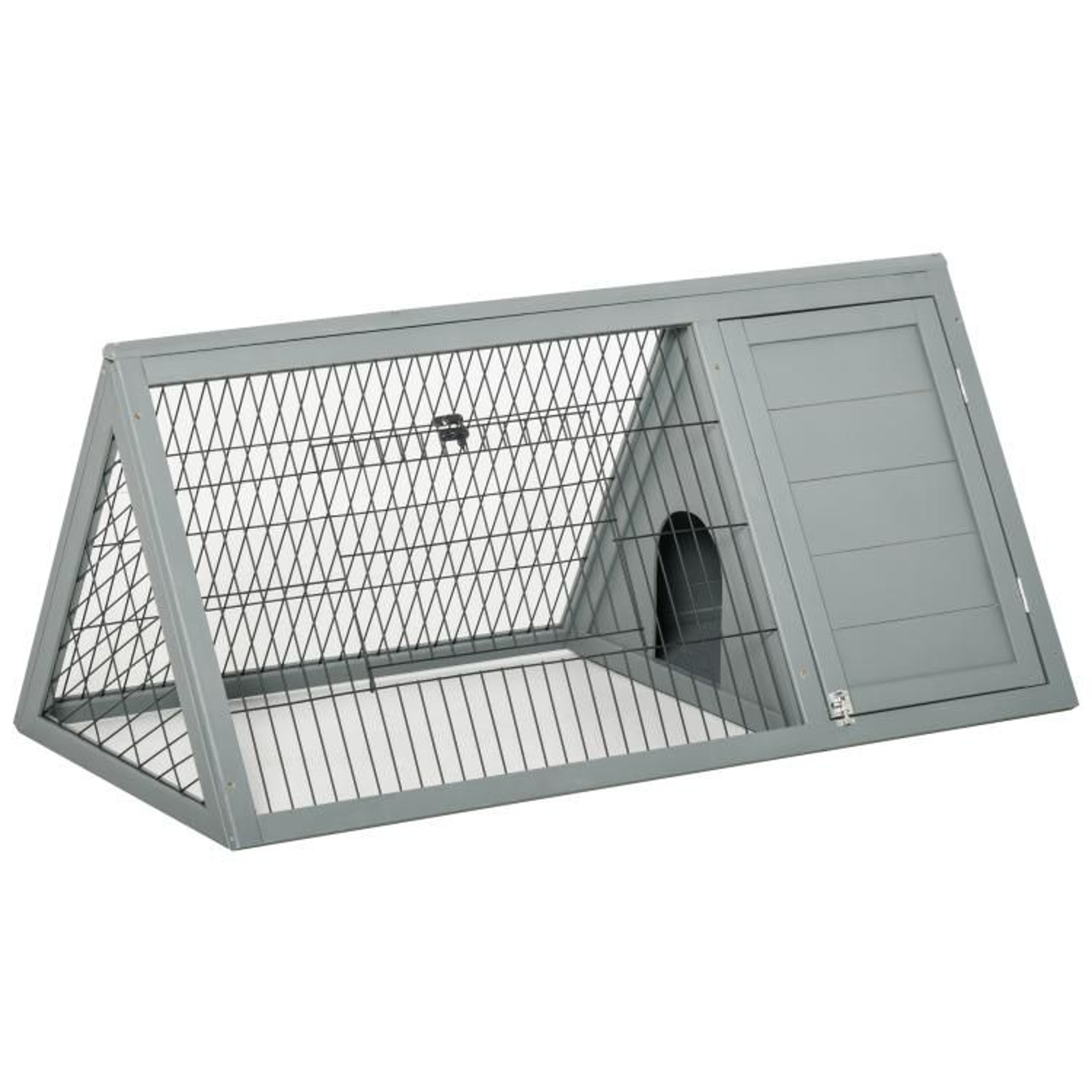 Outdoor Wooden Rabbit Hutch With Run And Enclosed Shelter  Light Gray 0
