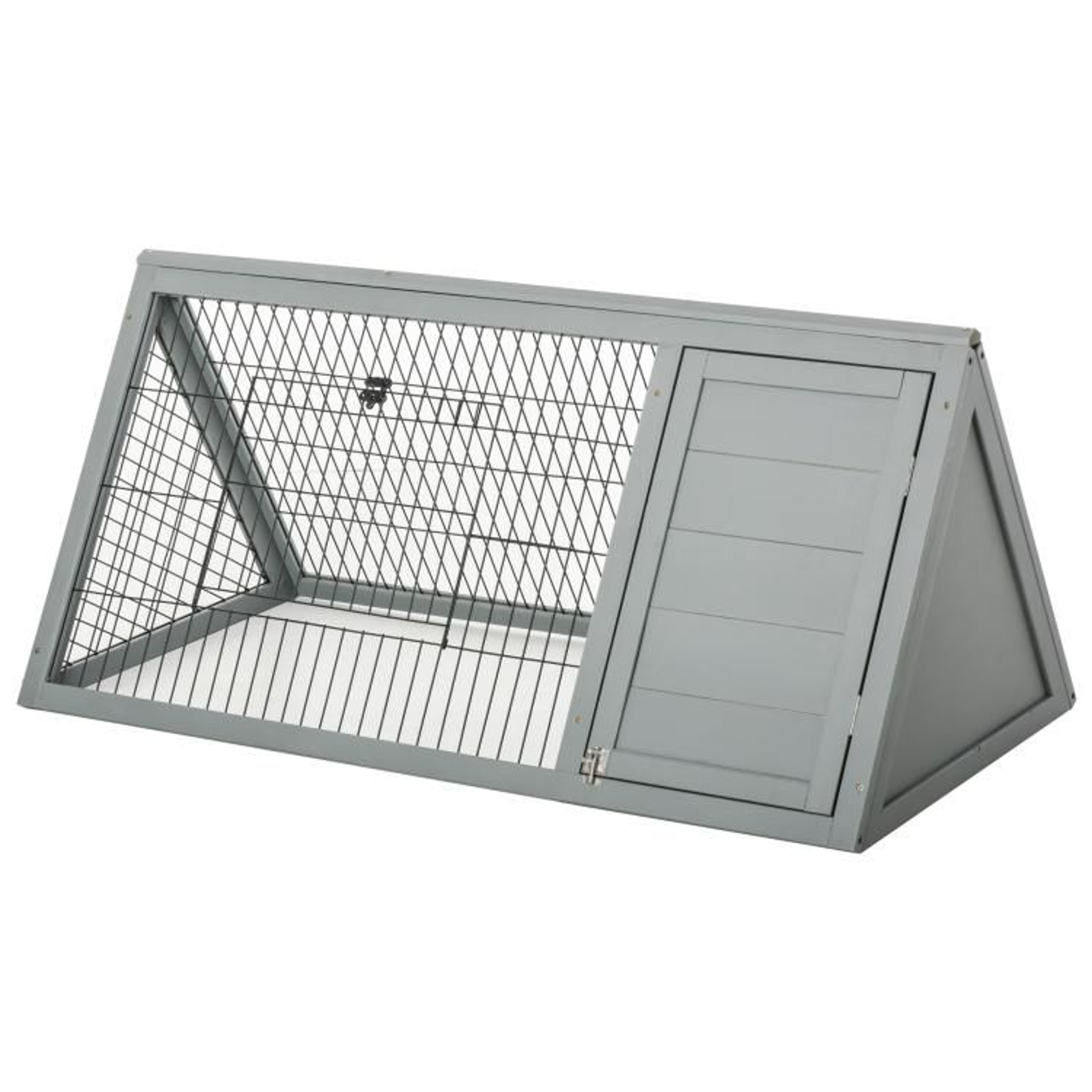 Outdoor Wooden Rabbit Hutch With Run And Enclosed Shelter  Light Gray 1