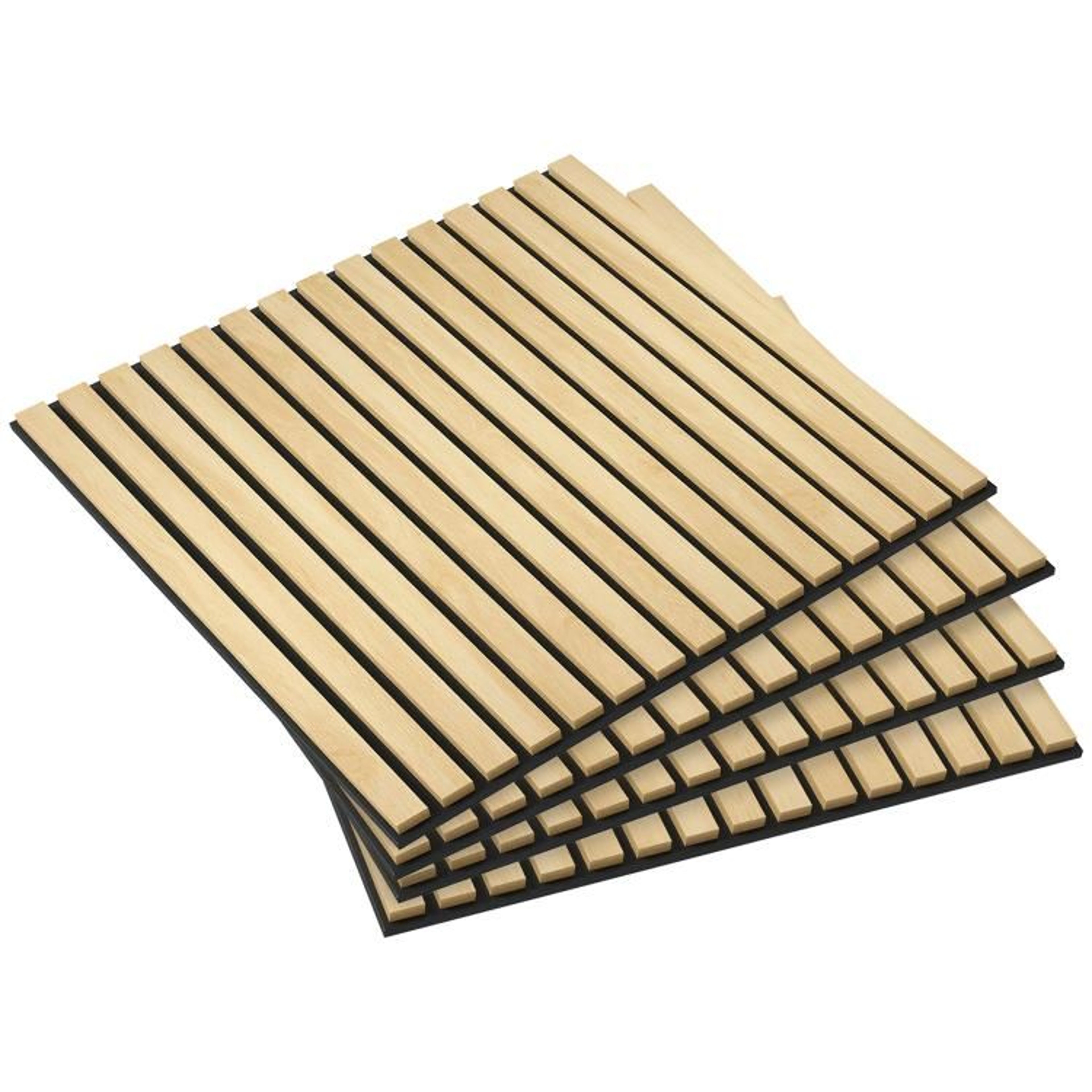 Oak Acoustic Wall Panels 24 X 24 Inch 4 Pack Sound Absorbing Slat Panels 0