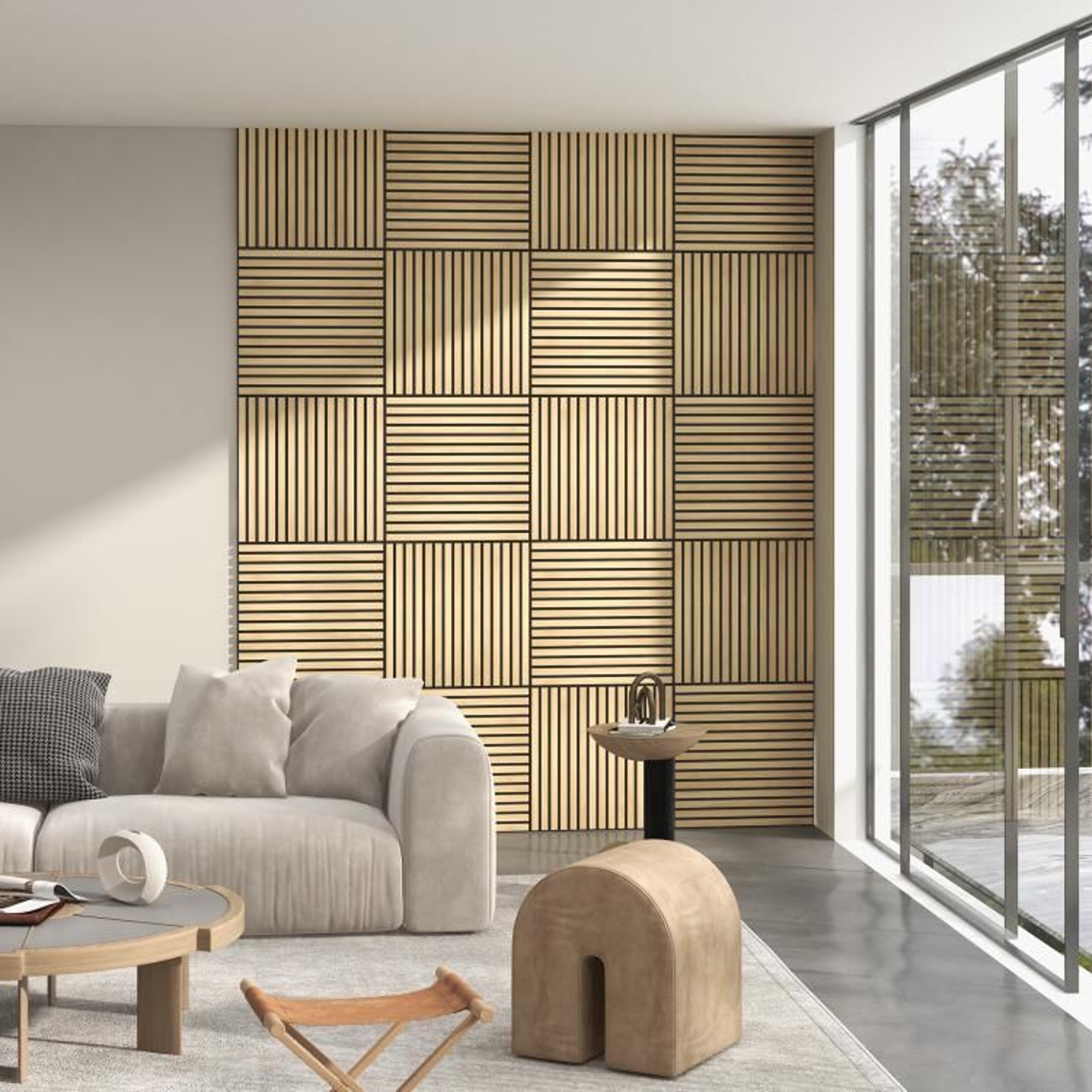 Oak Acoustic Wall Panels 24 X 24 Inch 4 Pack Sound Absorbing Slat Panels 2