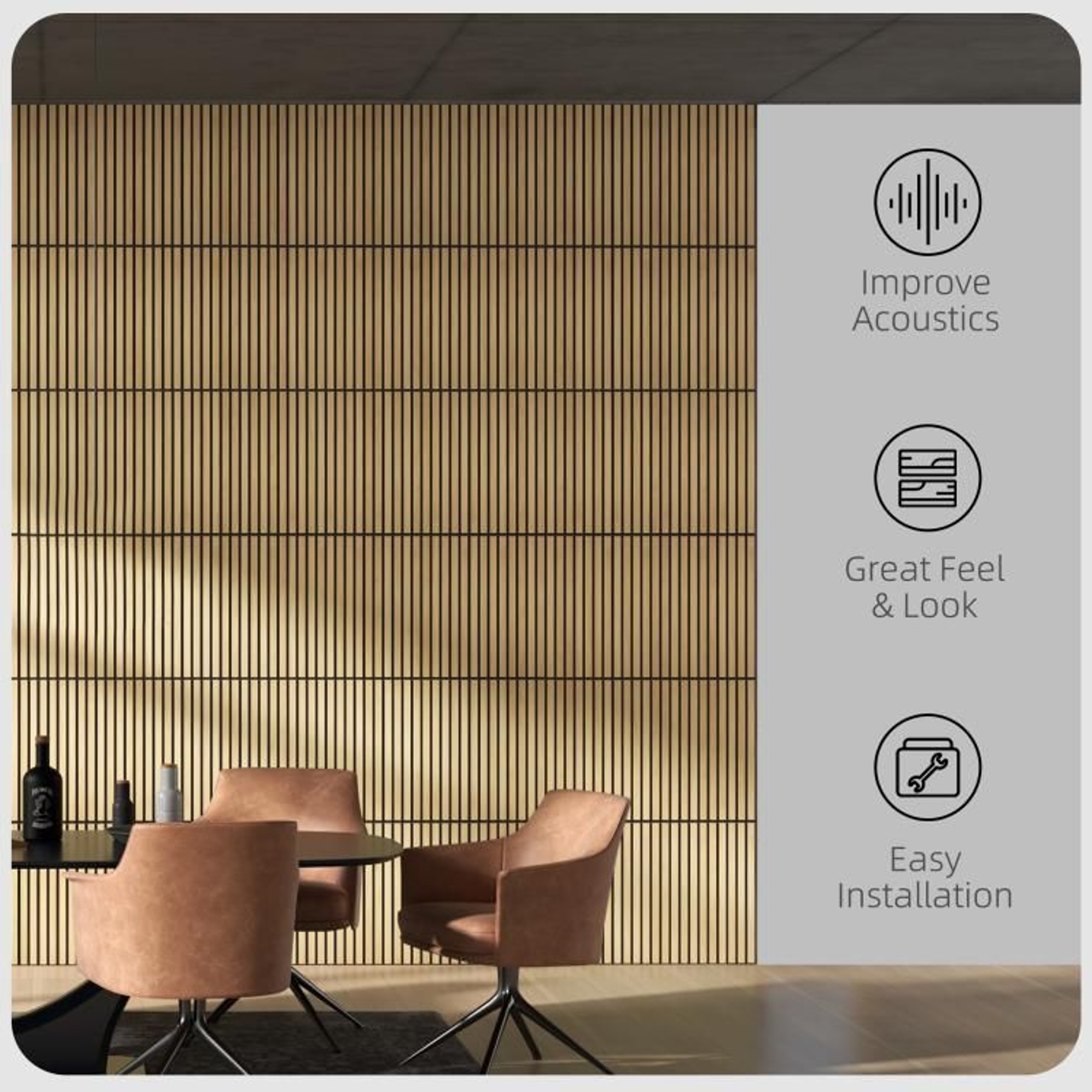 Oak Acoustic Wall Panels 24 X 24 Inch 4 Pack Sound Absorbing Slat Panels 5