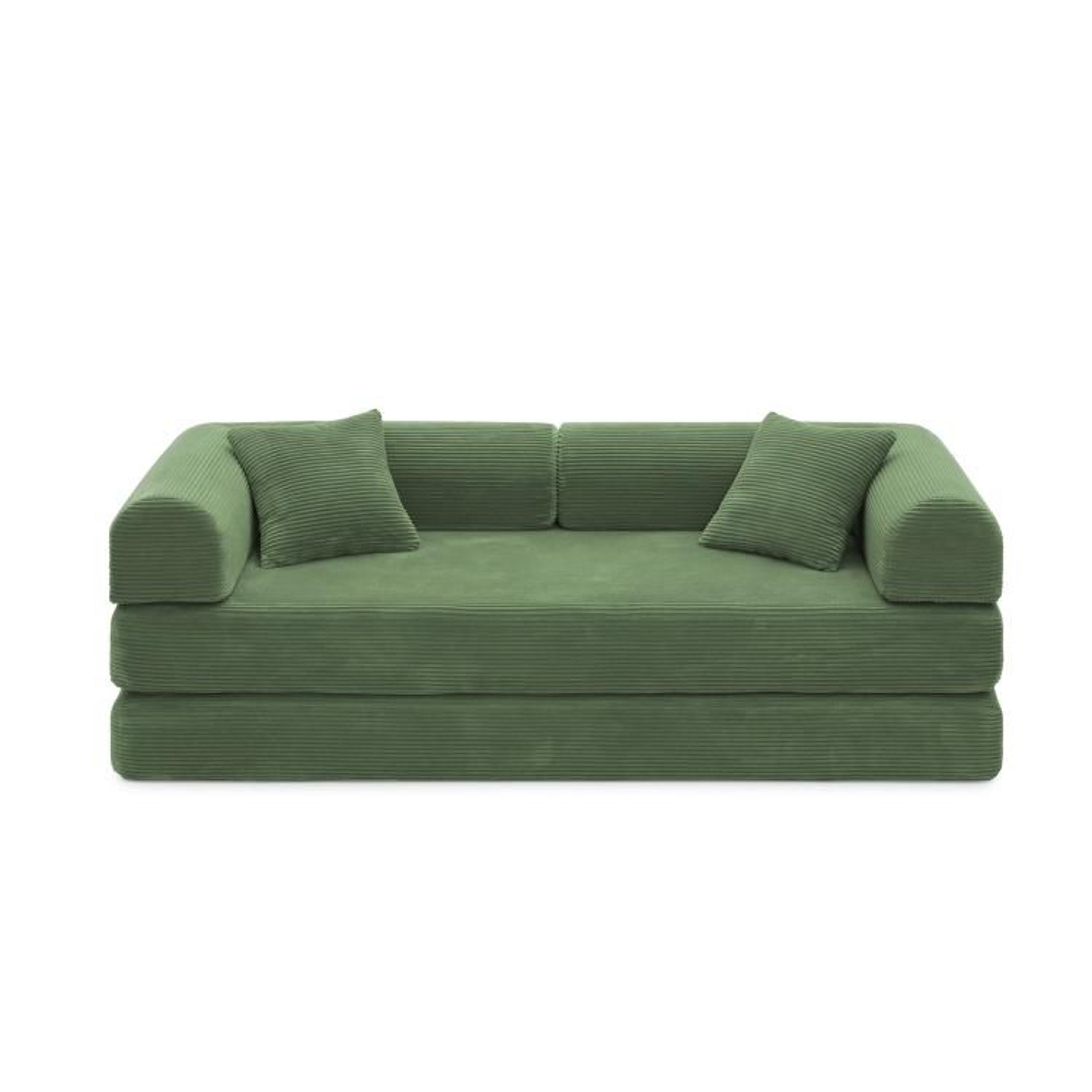 Convertible Sleeper Sofa Bed With Olive Green Corduroy Upholstery 0