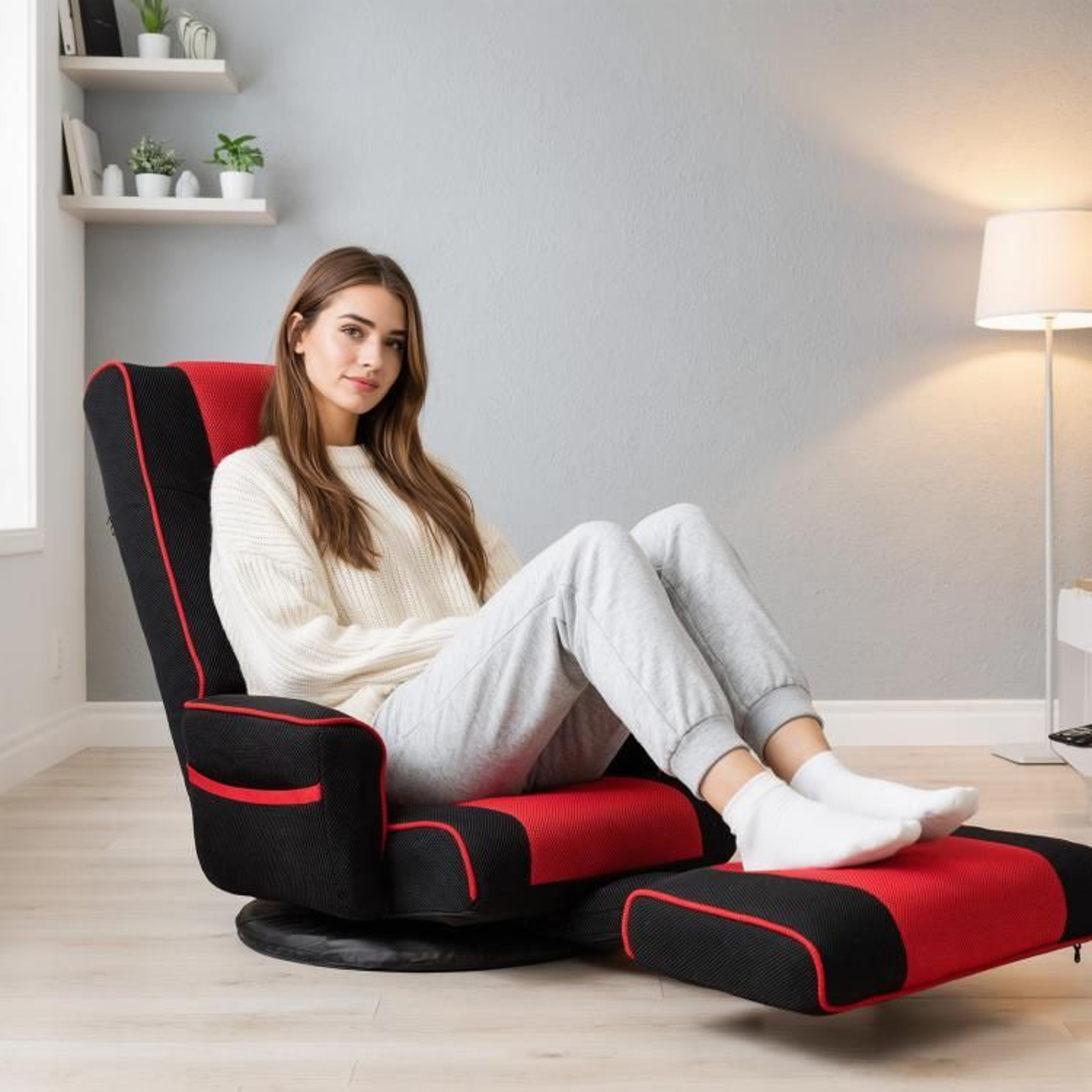 360 Swivel Floor Chair With Armrests And 14Position Adjustable Backrest 1