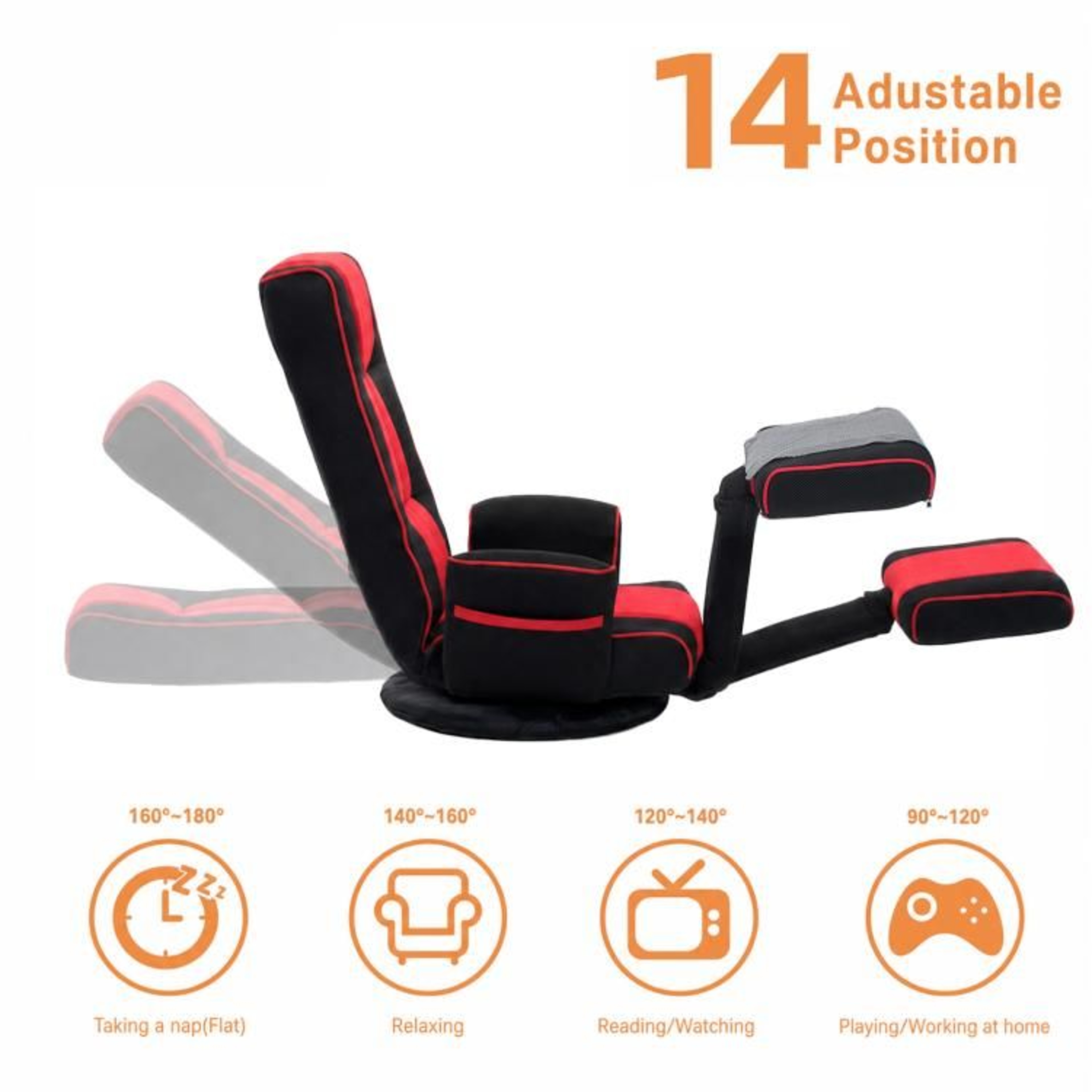 360 Swivel Floor Chair With Armrests And 14Position Adjustable Backrest 4