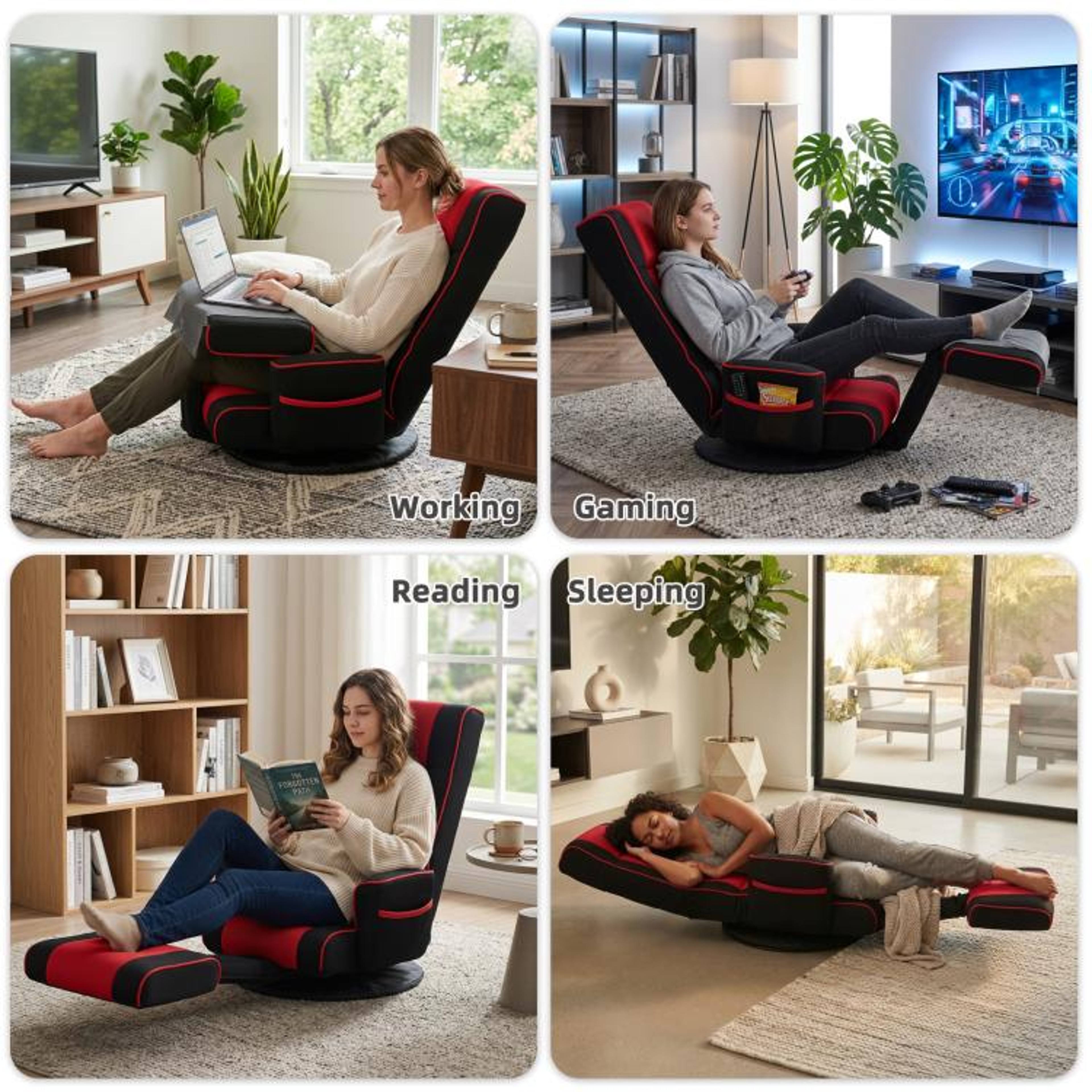 360 Swivel Floor Chair With Armrests And 14Position Adjustable Backrest 6