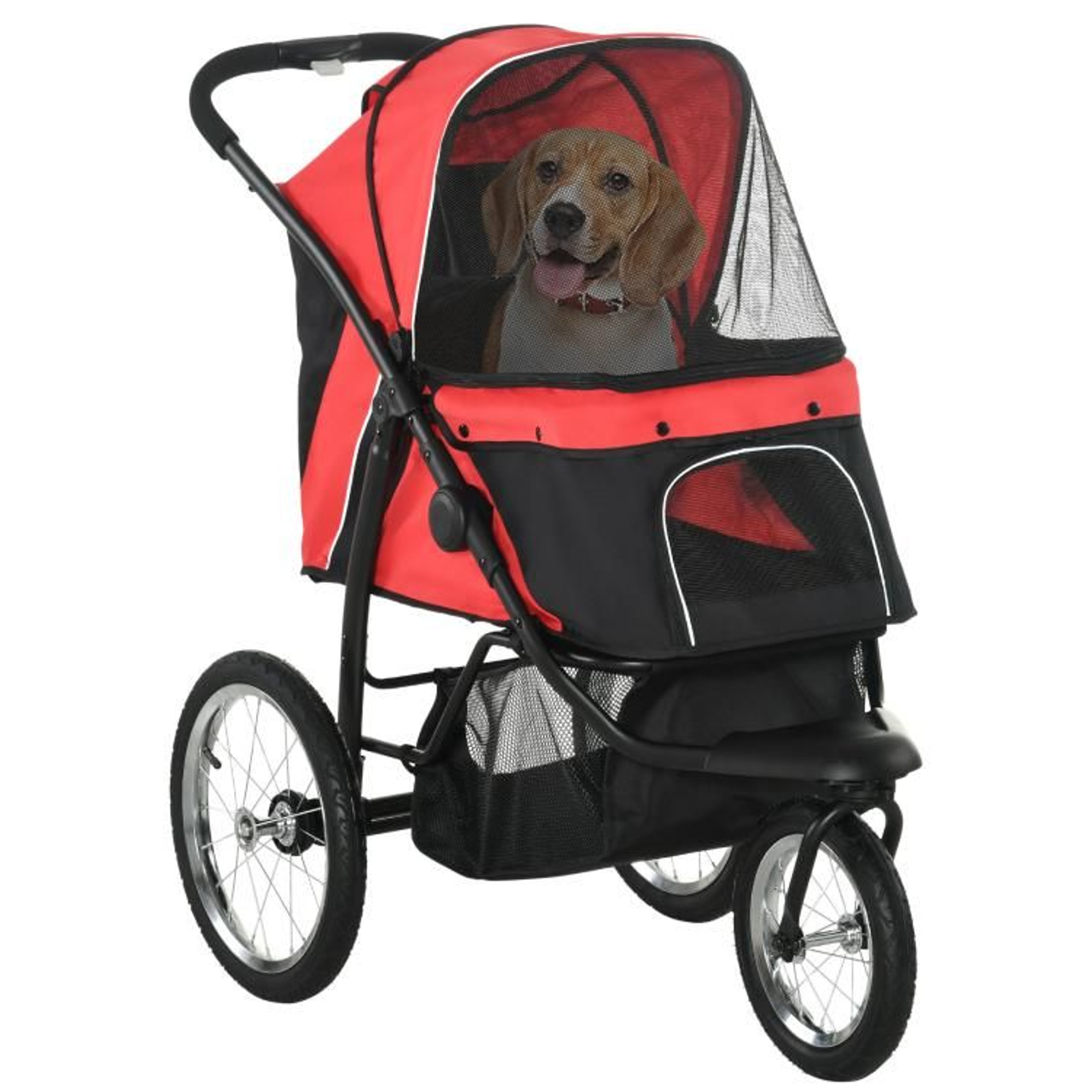 3Wheel Pet Stroller For Small And Medium Dogs With Adjustable Canopy  Red 0