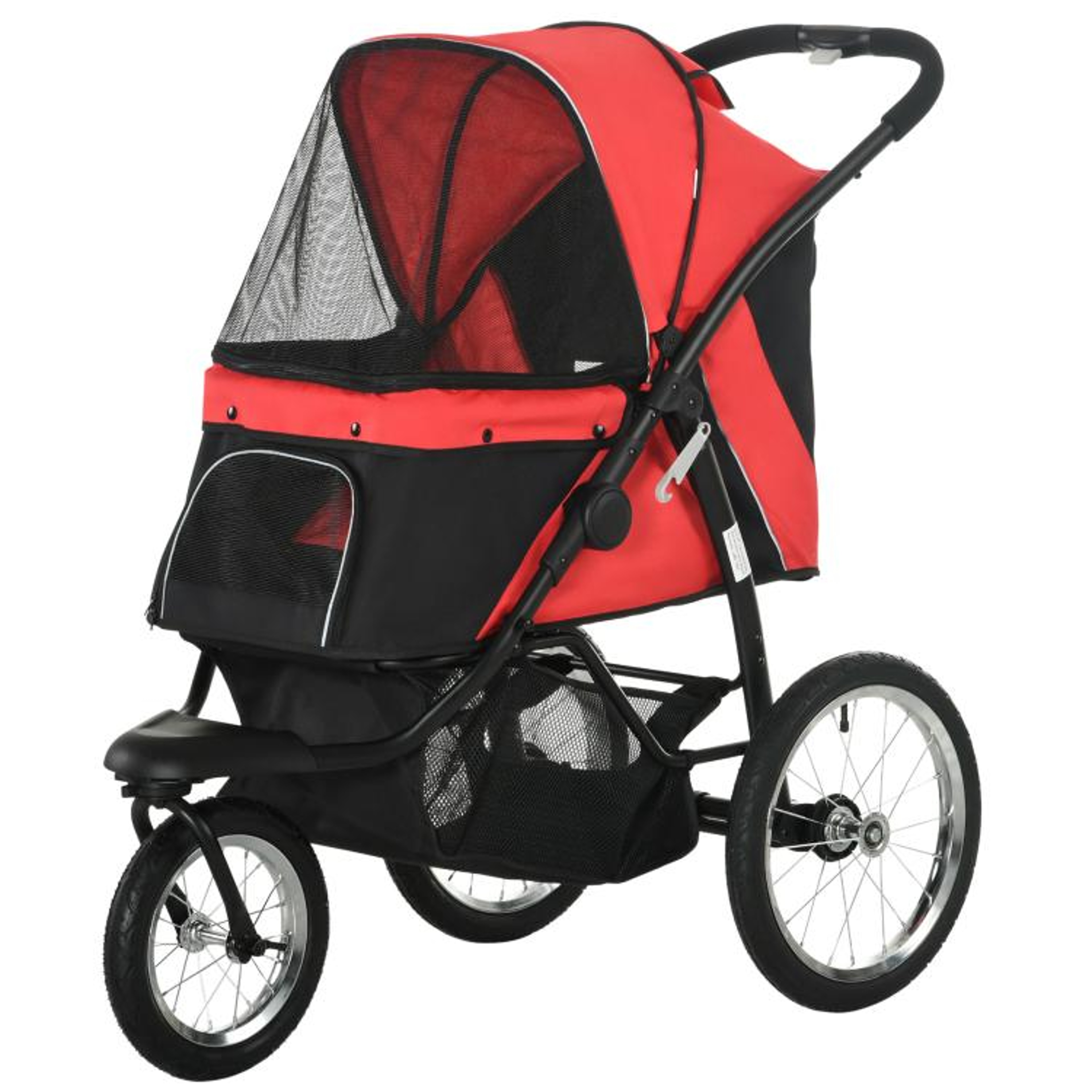 3Wheel Pet Stroller For Small And Medium Dogs With Adjustable Canopy  Red 1