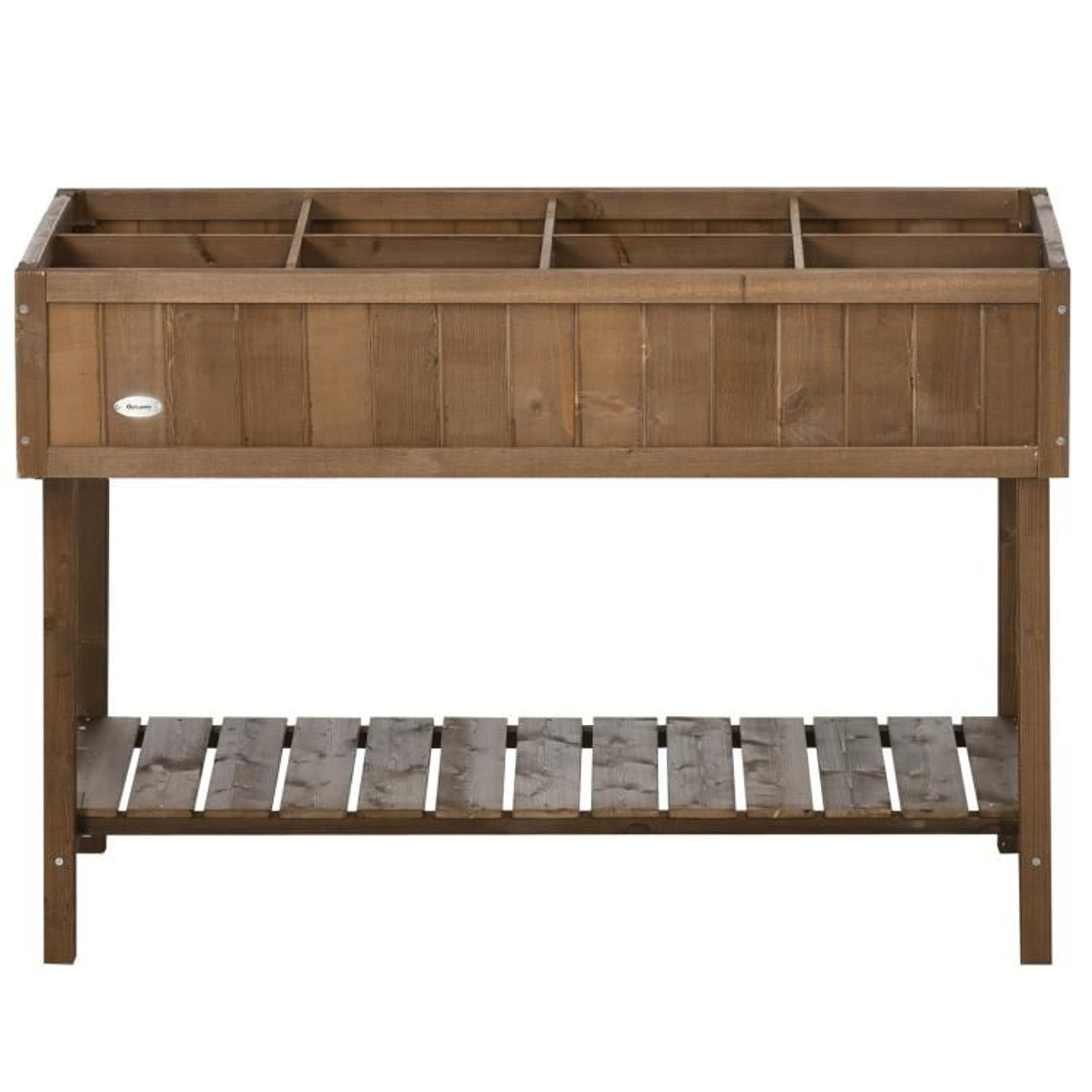 Wooden Raised Garden Bed With 8 Planting Sections And Storage Shelf 1