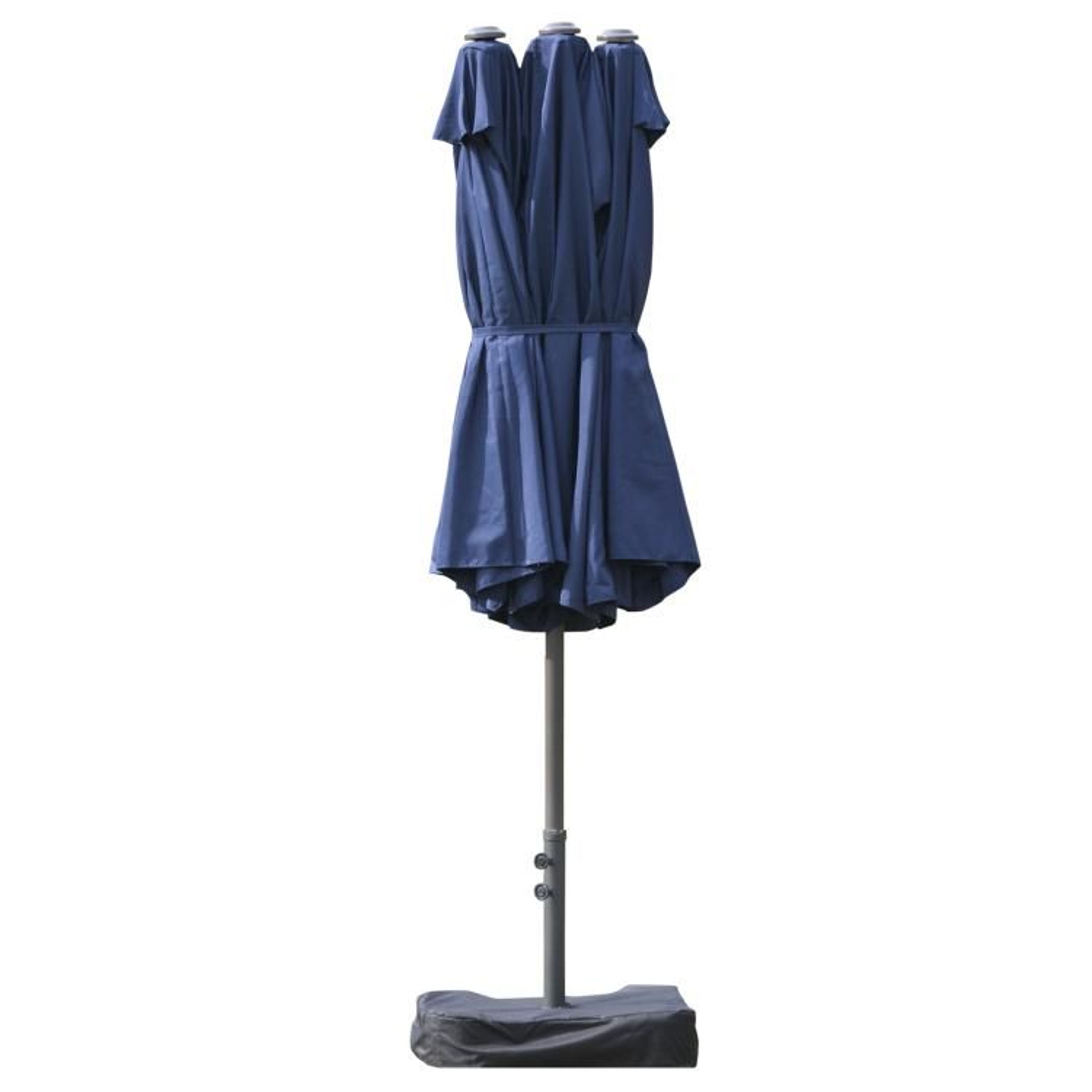 15 Ft DoubleSided Rectangular Patio Umbrella With Crank And Base  Dark Blue 1