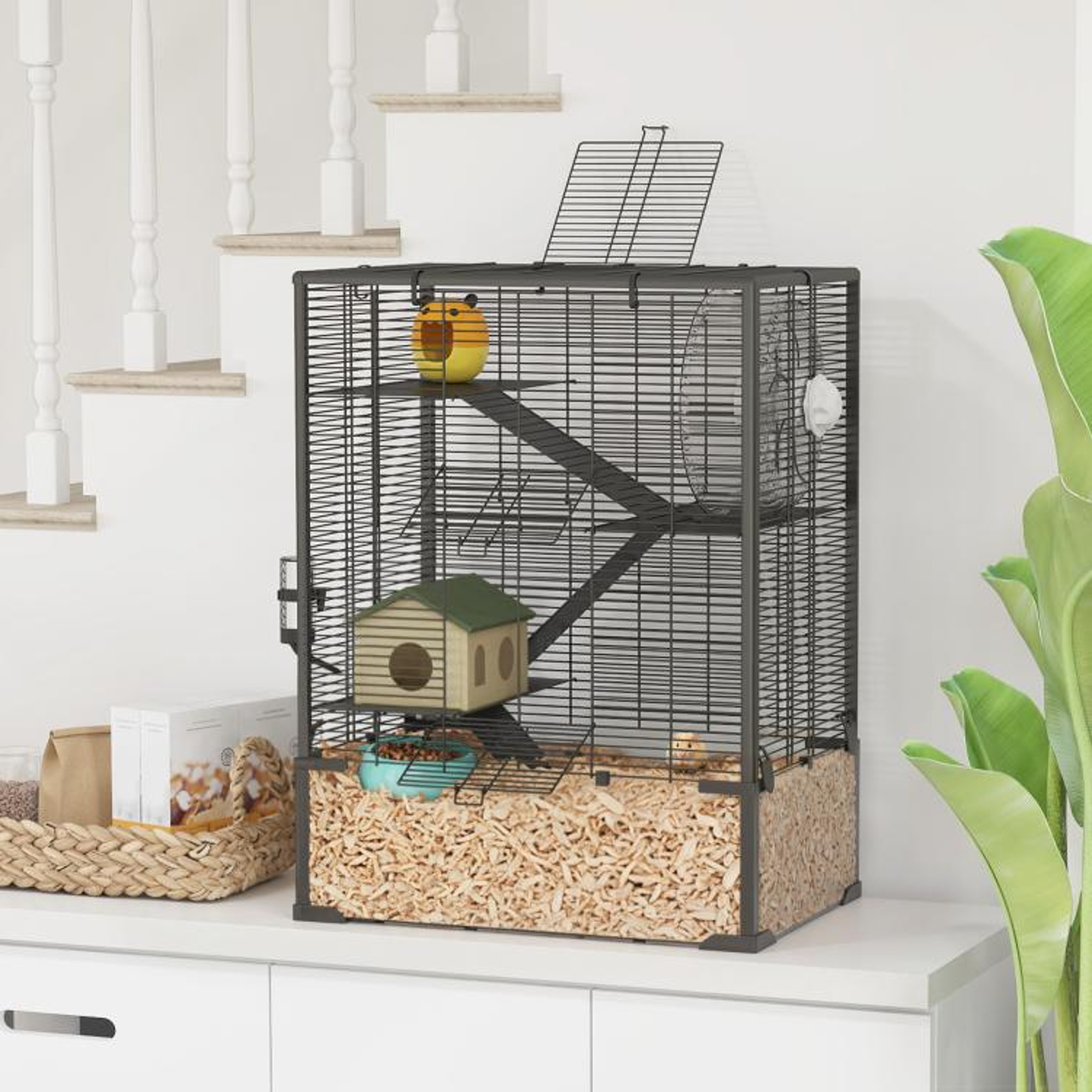 4Tier Hamster Cage With Deep Glass Base And Exercise Wheel 2