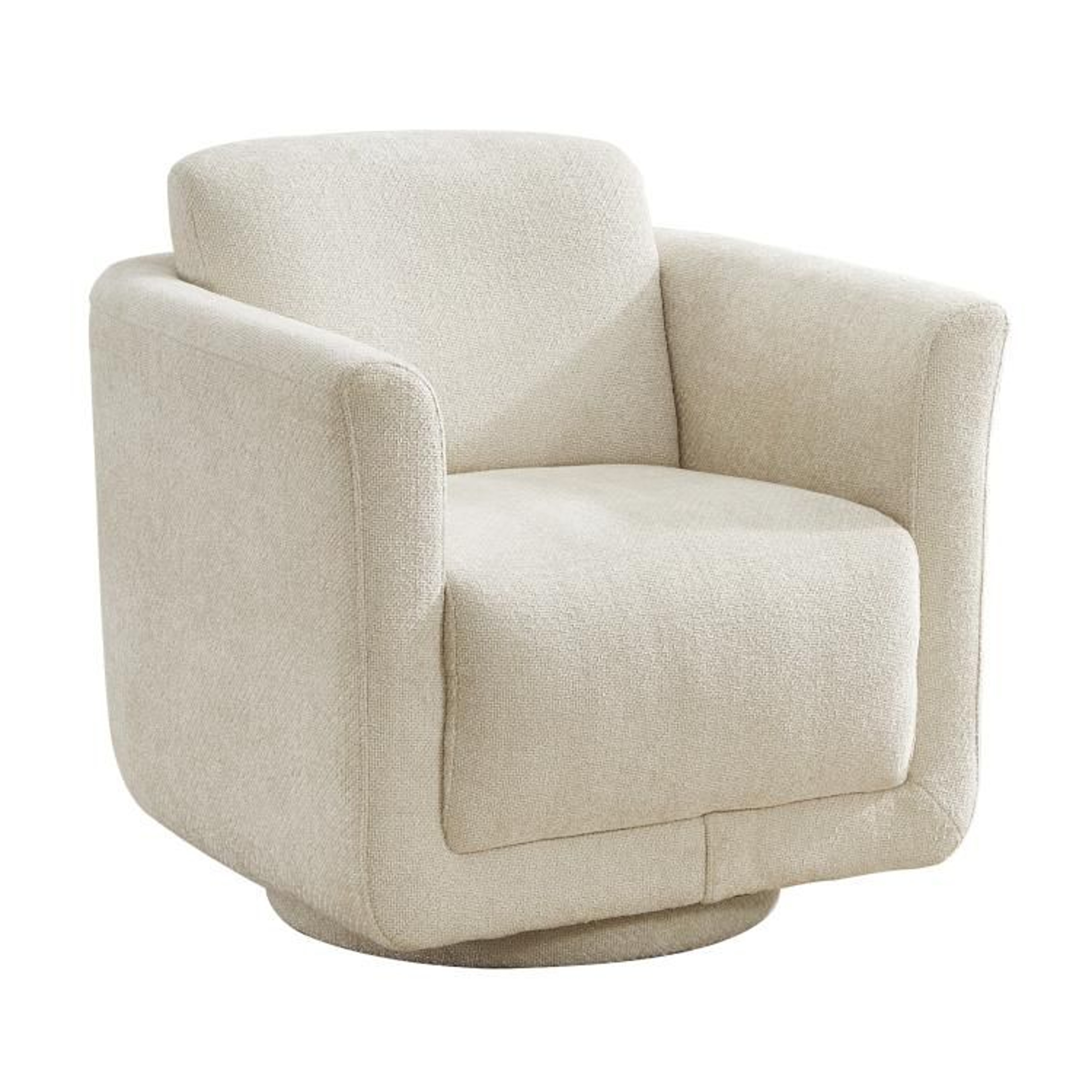 Modern Beige Chenille 360 Swivel Barrel Chair No Assembly Required 0