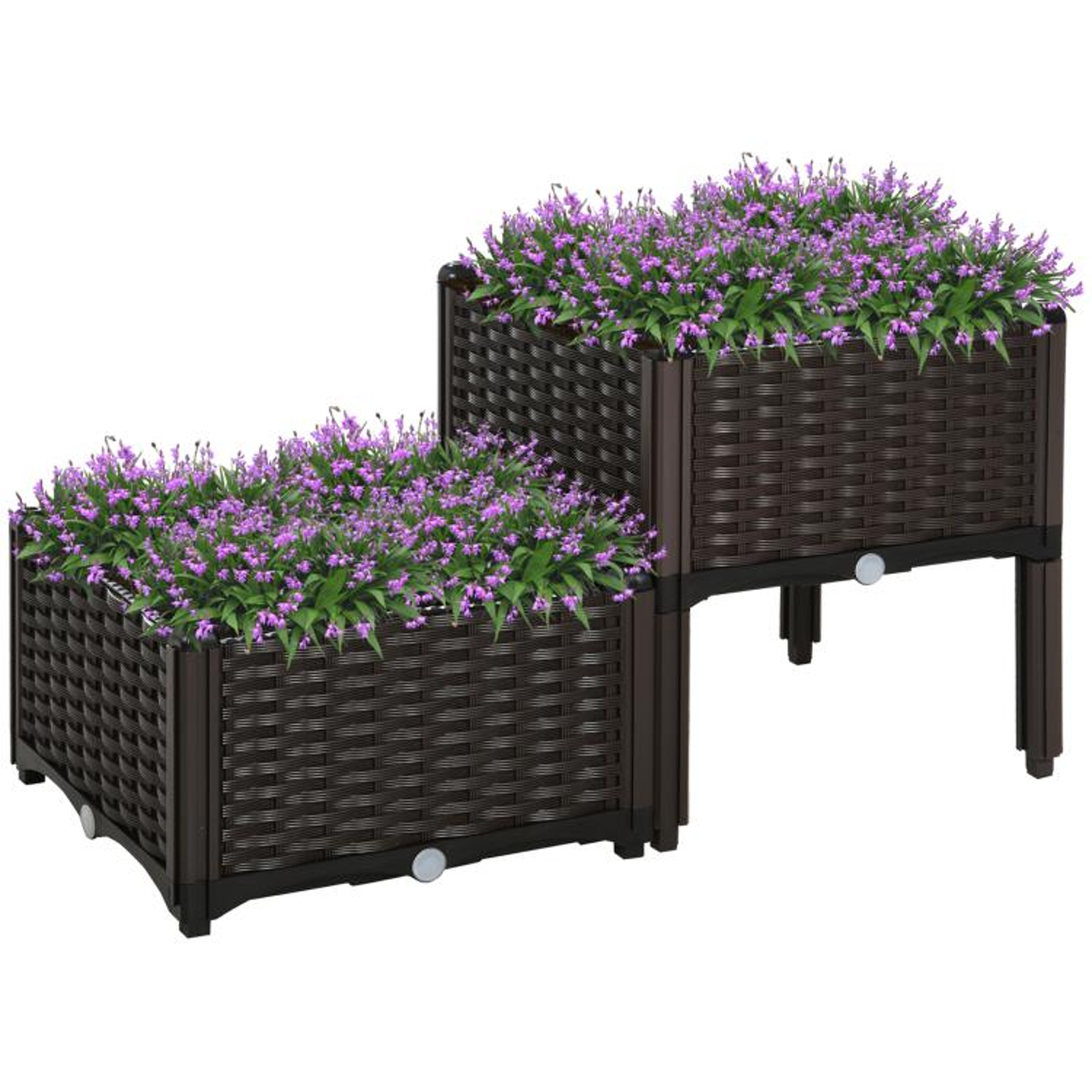Raised Garden Bed Planter Set With Removable Legs And Drainage Plugs  Brown 1