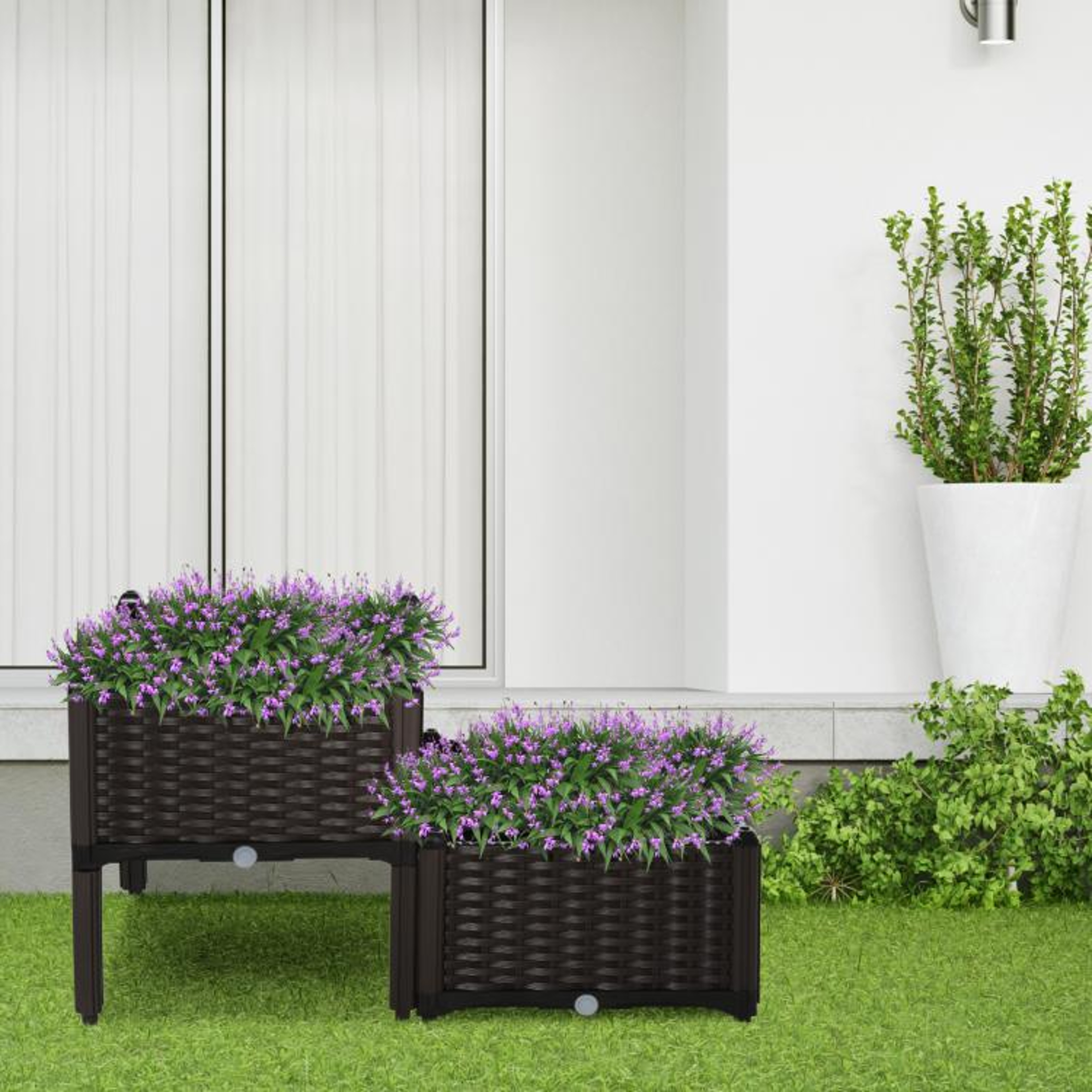 Raised Garden Bed Planter Set With Removable Legs And Drainage Plugs  Brown 4