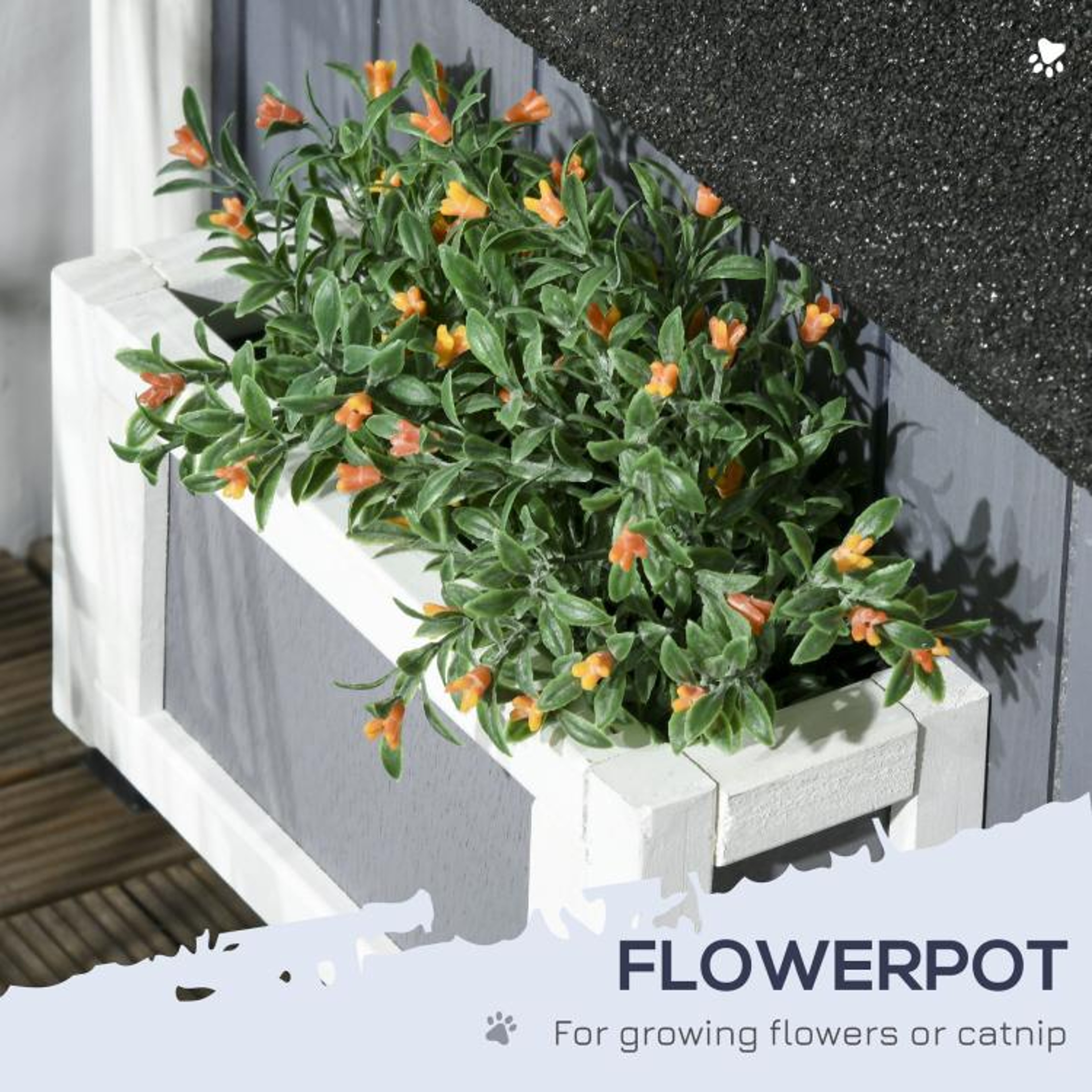 Outdoor Cat House With WeatherResistant Roof And Garden Bed Gray 5
