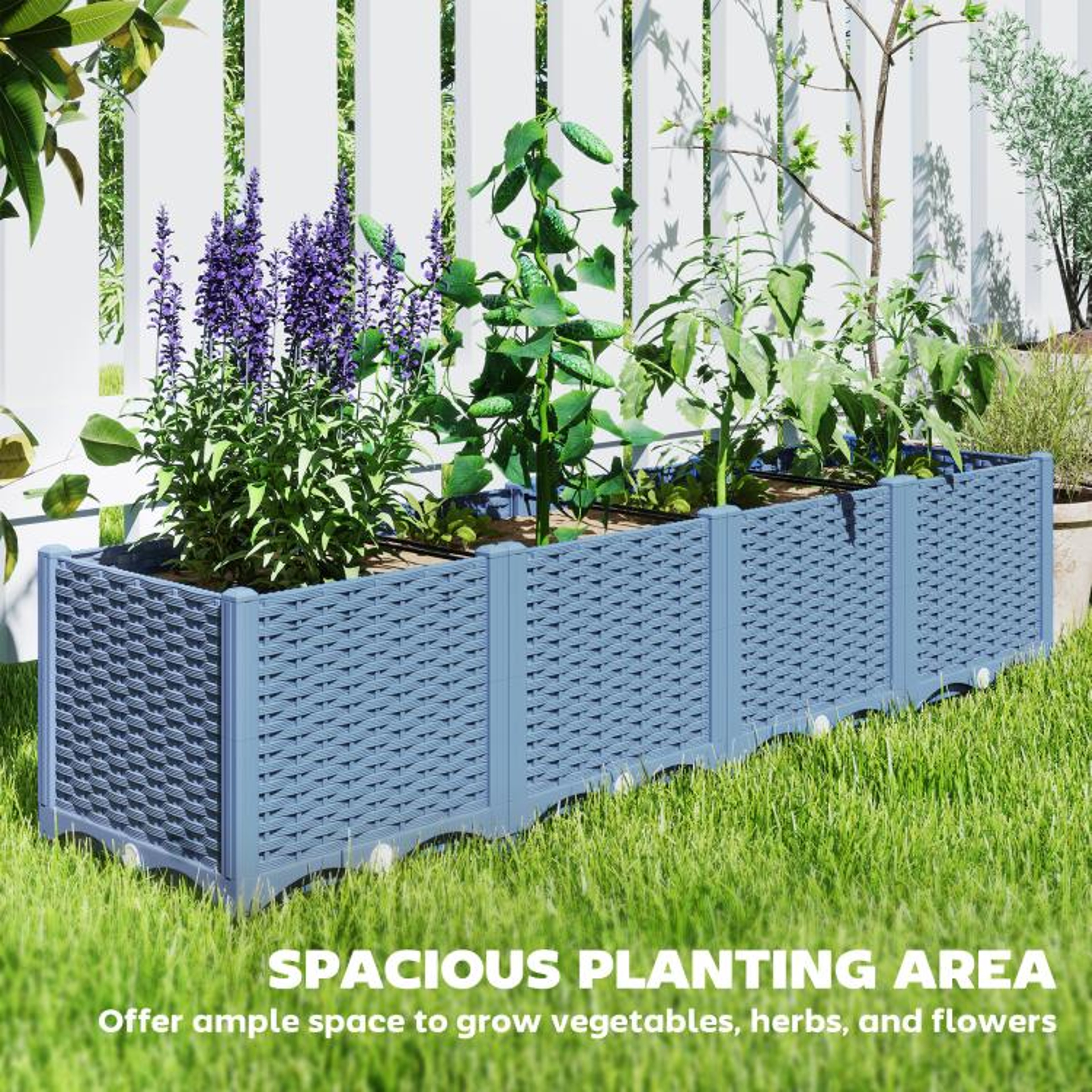 Raised Garden Bed Planter Box With Drainage Holes For Vegetables And Flowers 4
