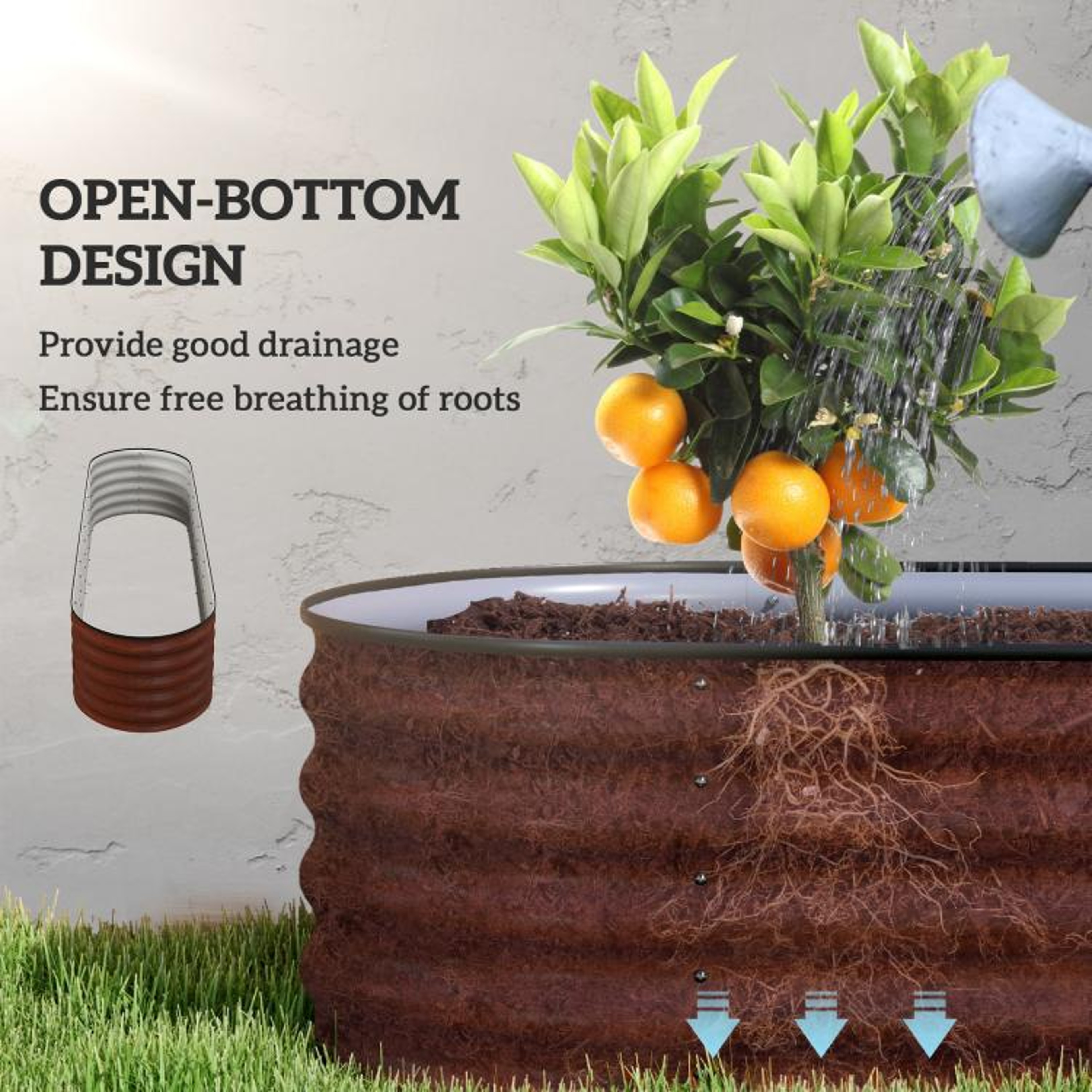 Galvanized Raised Garden Bed 79 Ft Brown Metal Planter Box With Safety Edging 5