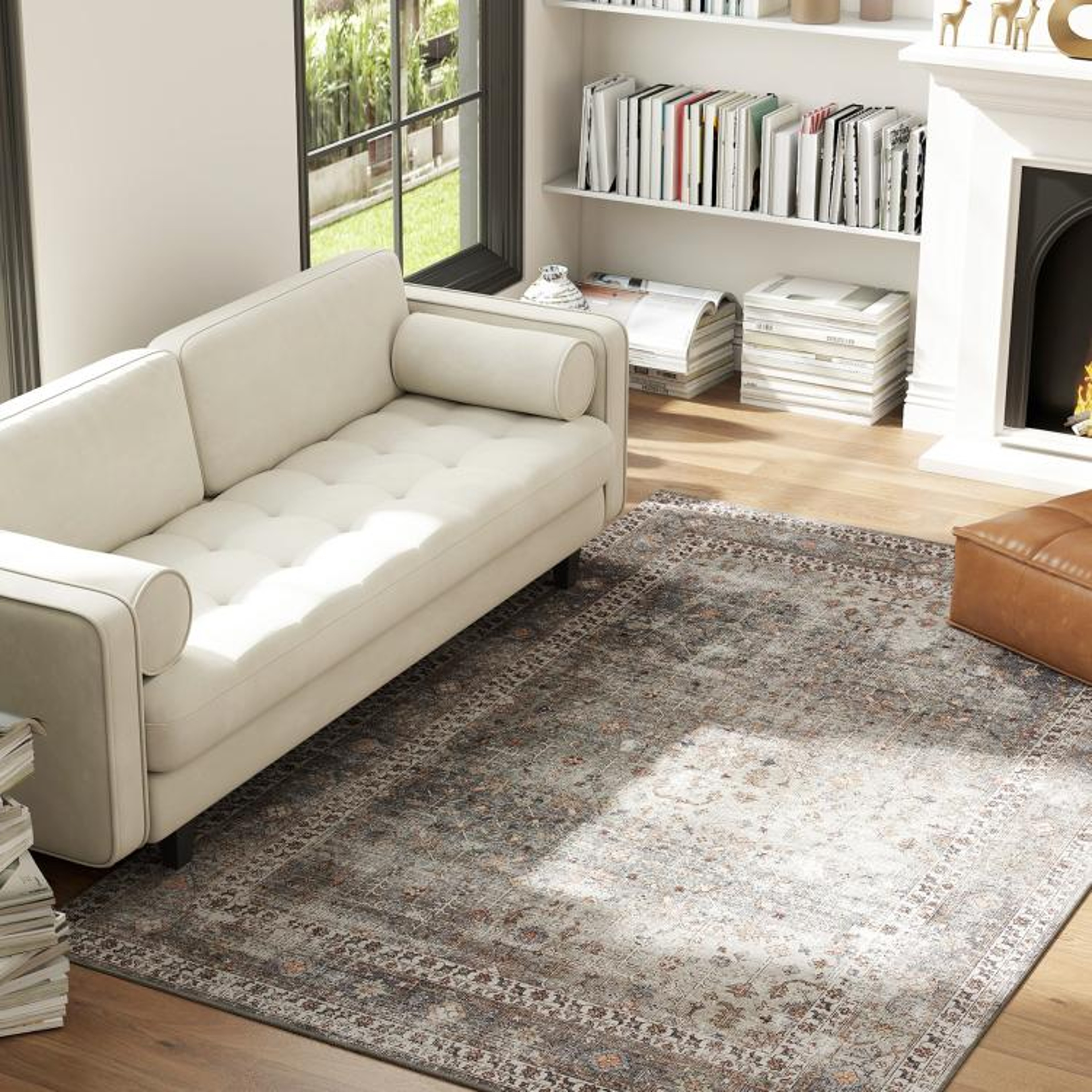 Machine Washable 5x7 Area Rug With NonSlip Backing In Dark Mixed Brown 2