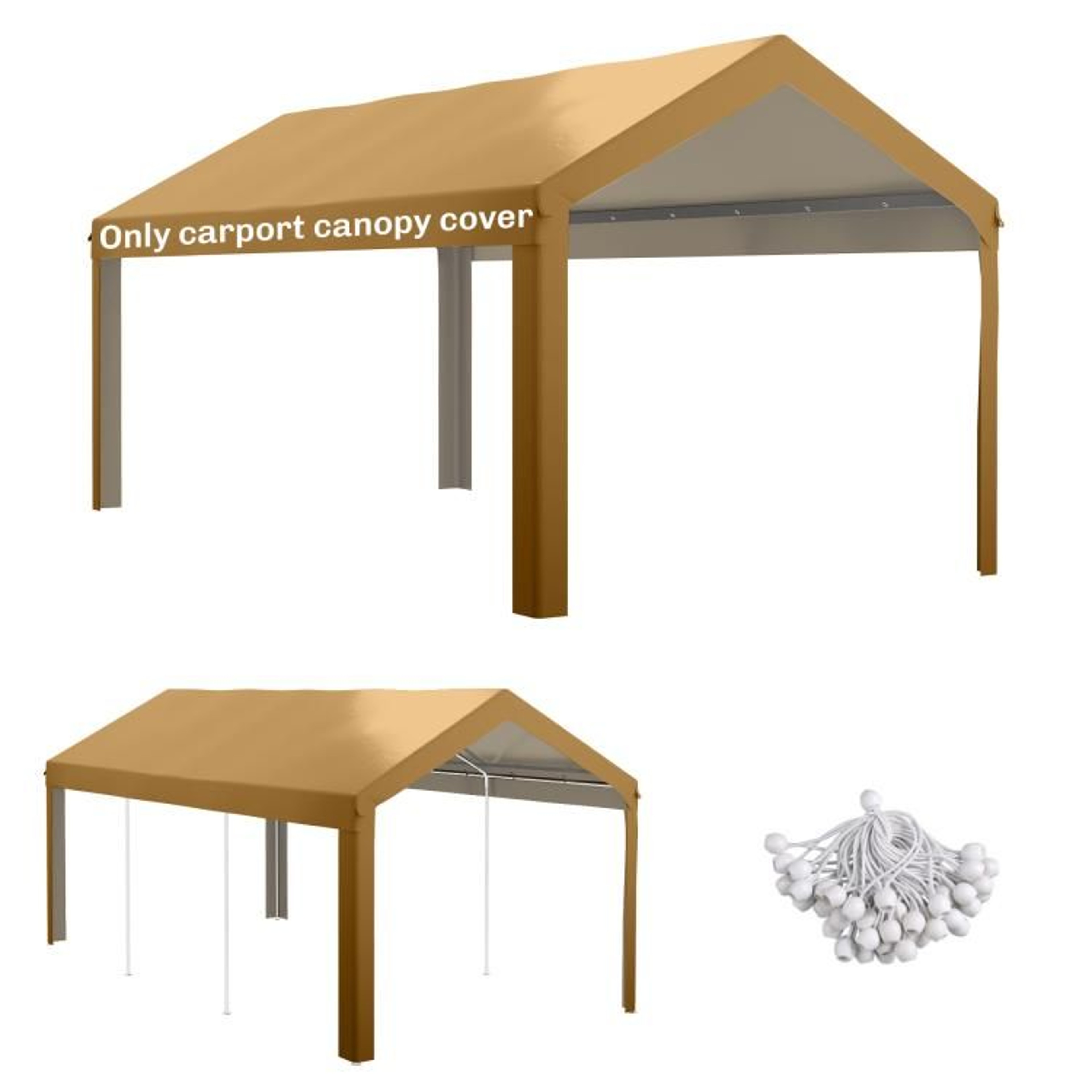 10 X 20 Ft Carport Replacement Canopy Roof UVResistant Beige Cover 0